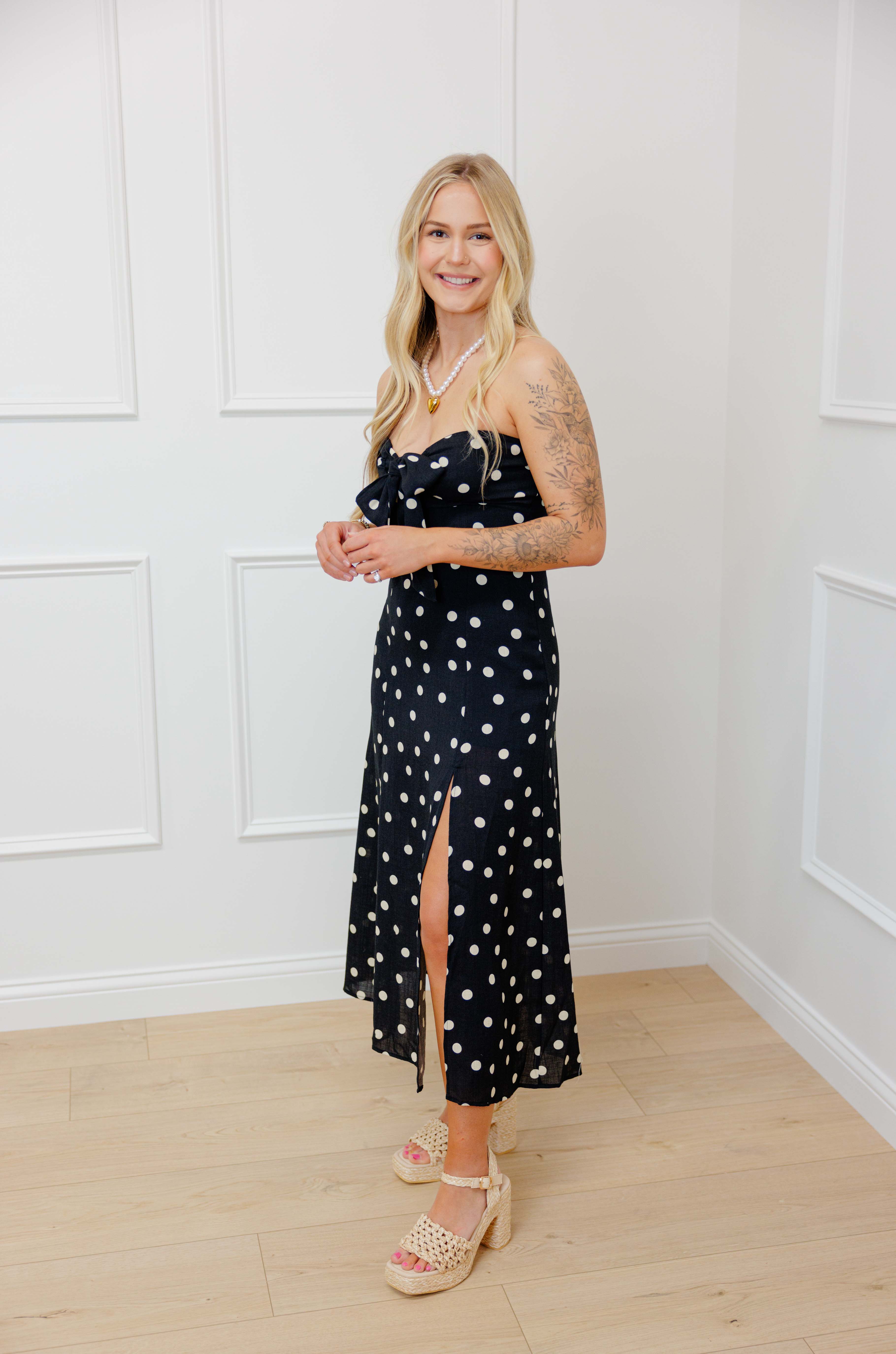 Show Out Strapless Midi Dress