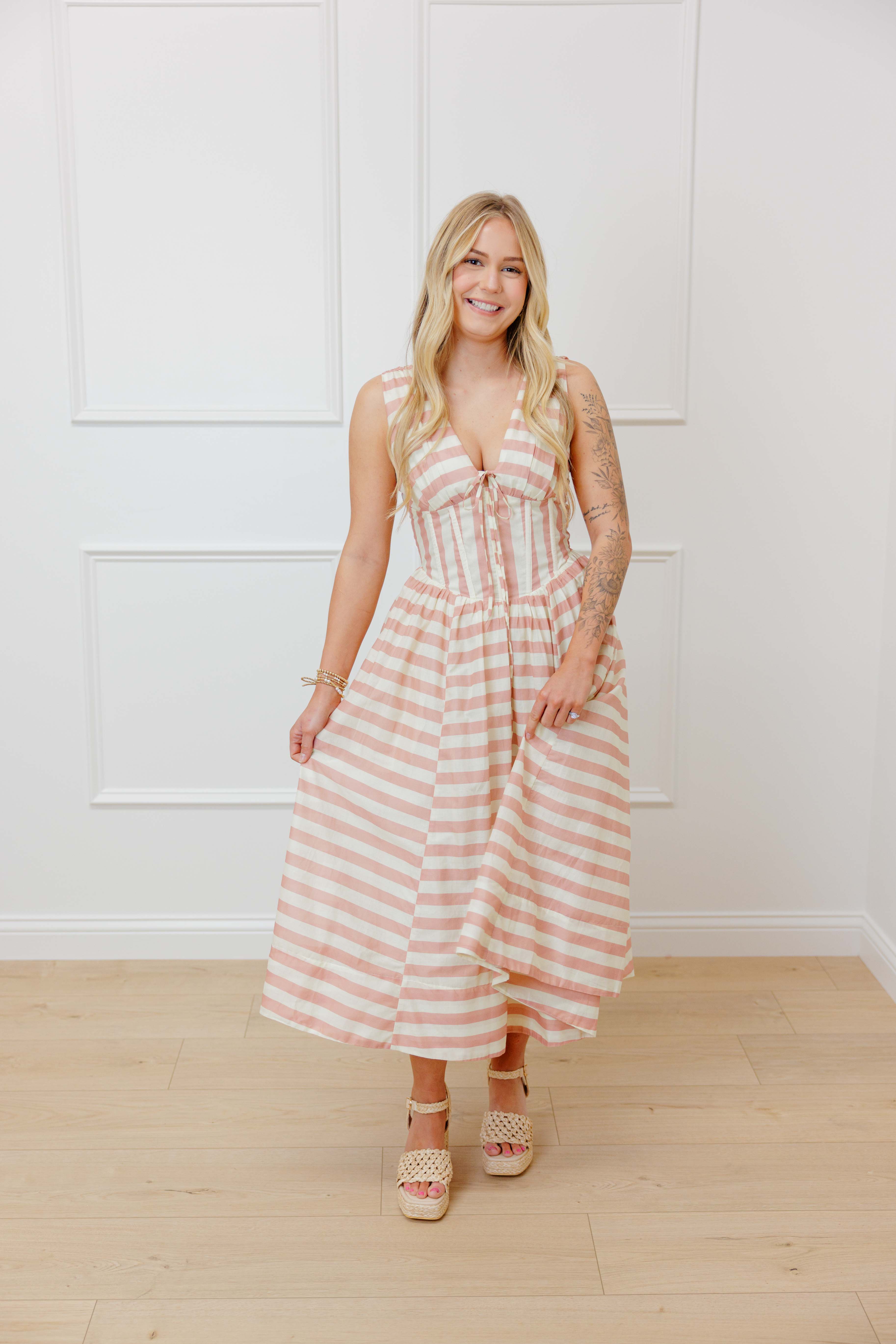 Shae Striped Midi Dress