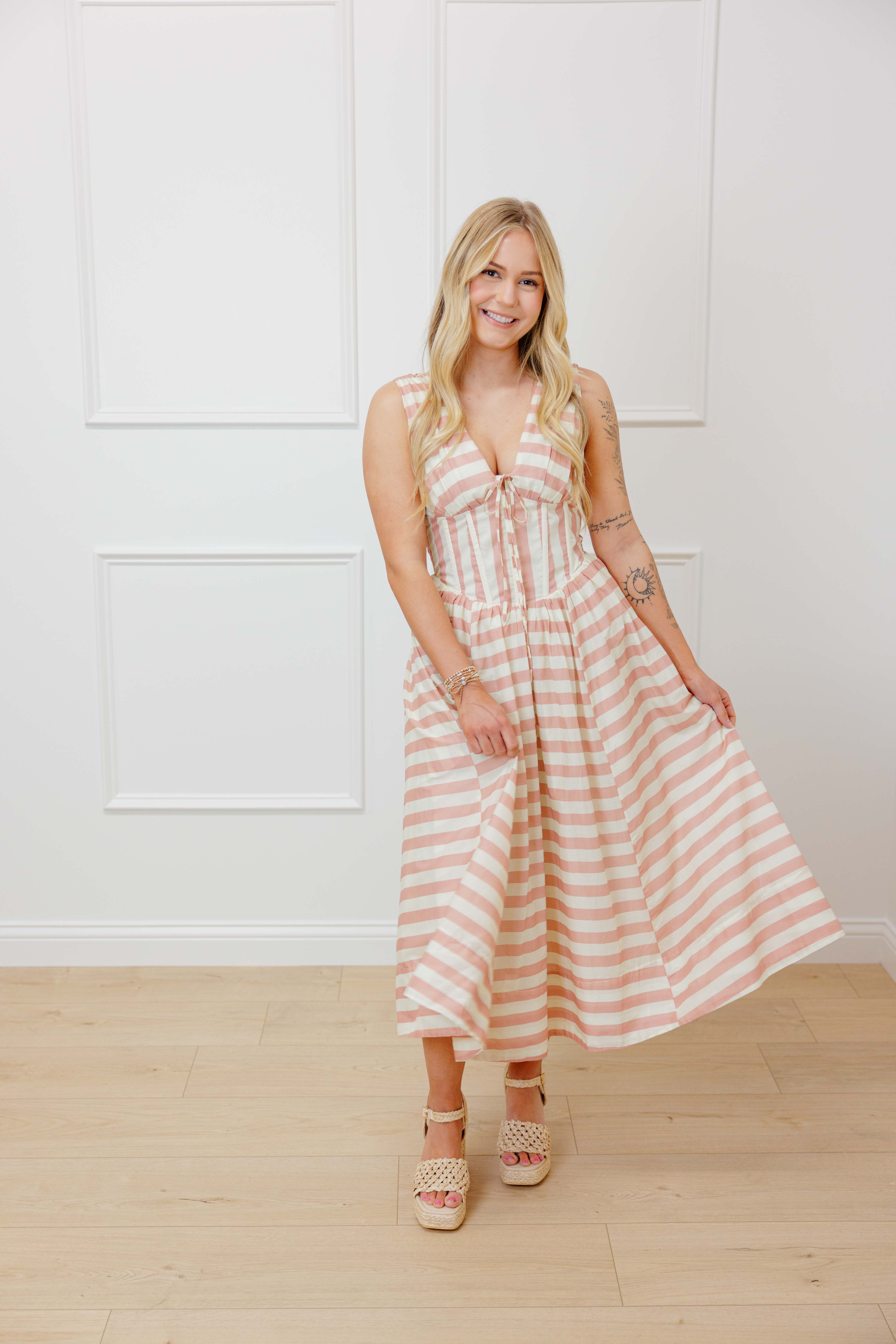 Shae Striped Midi Dress