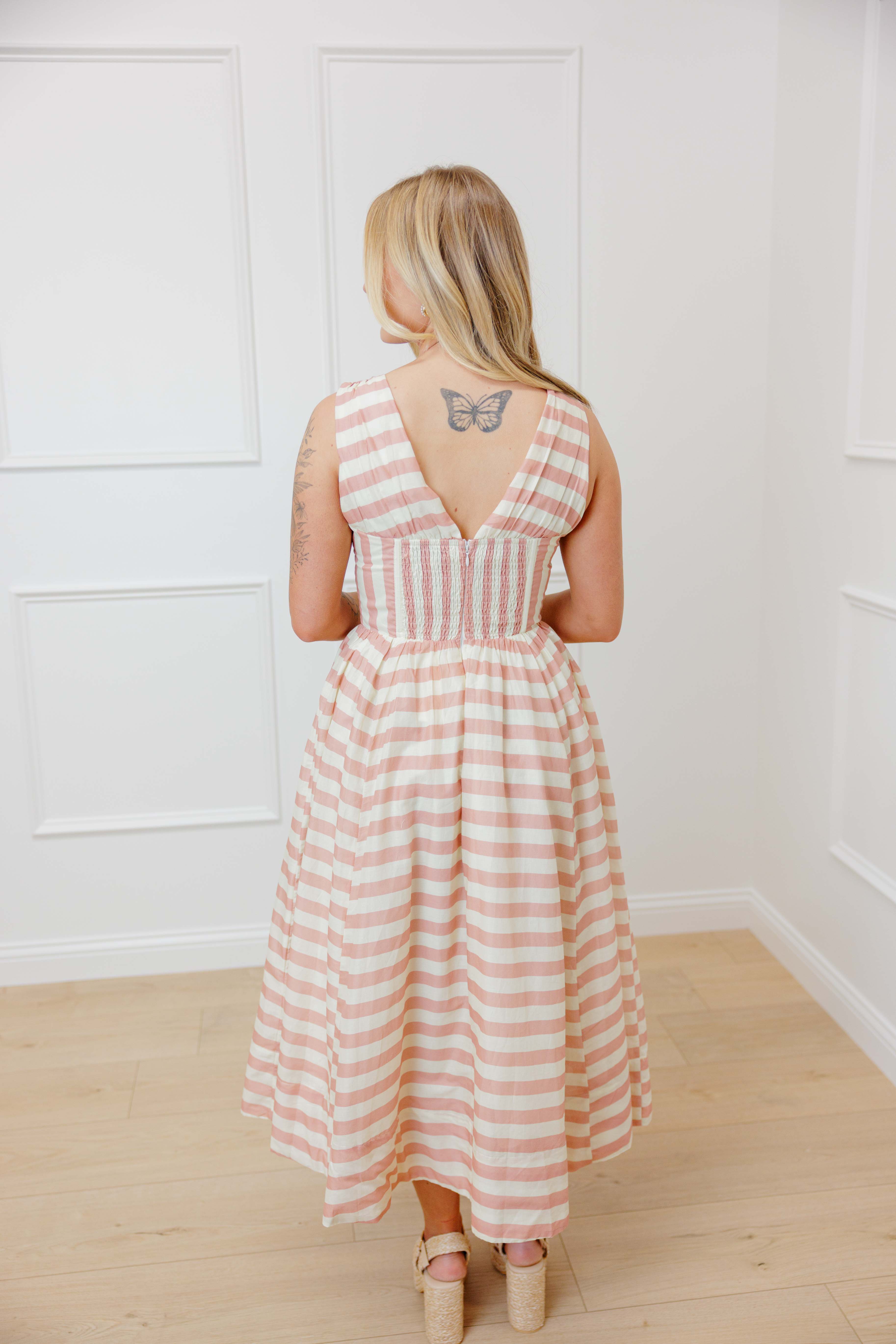 Shae Striped Midi Dress