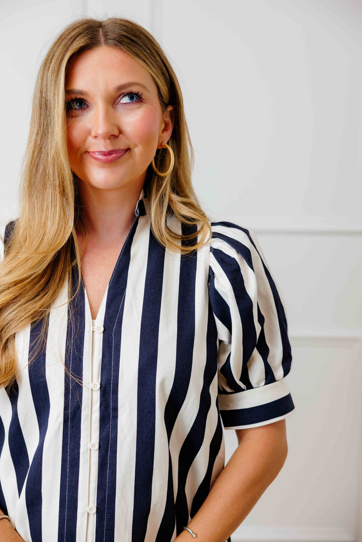 Navy Ruffle Neck Mini Dress