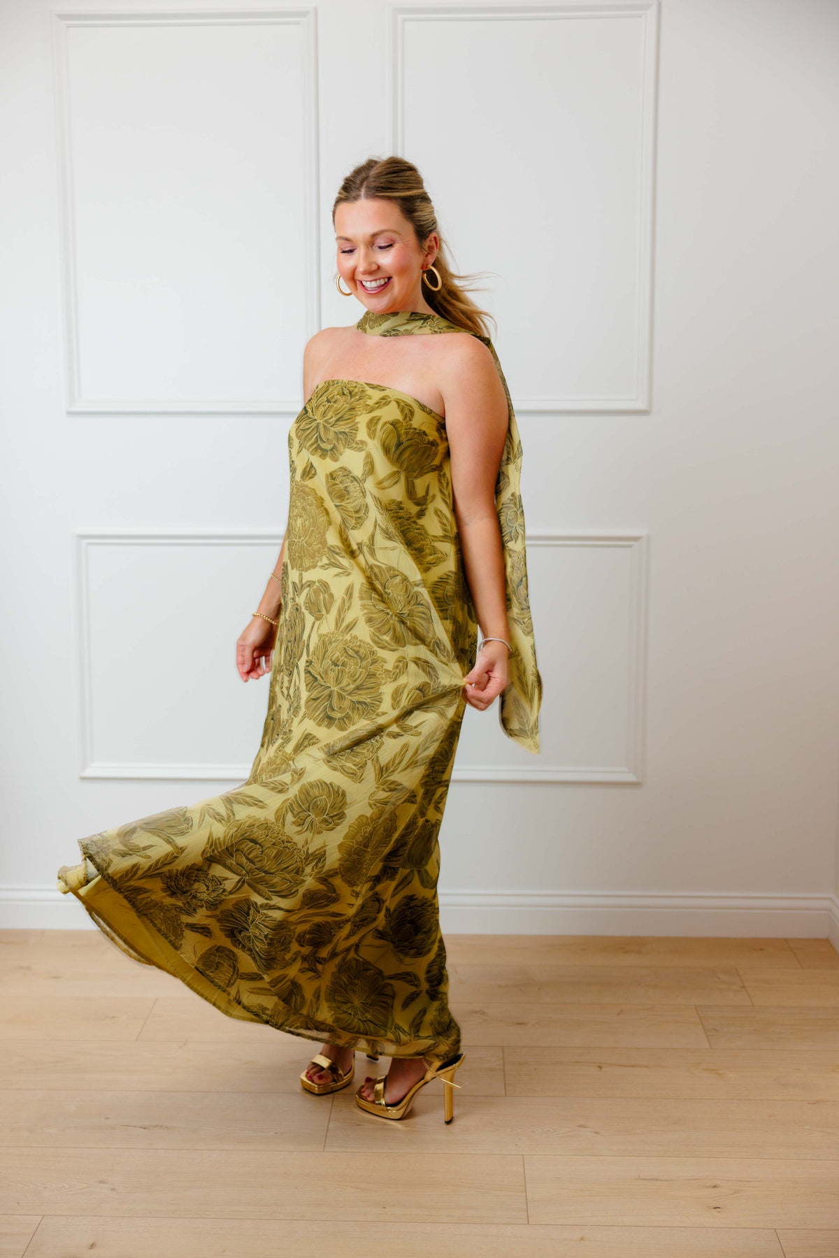 Olive Muse Scarf Maxi Dress