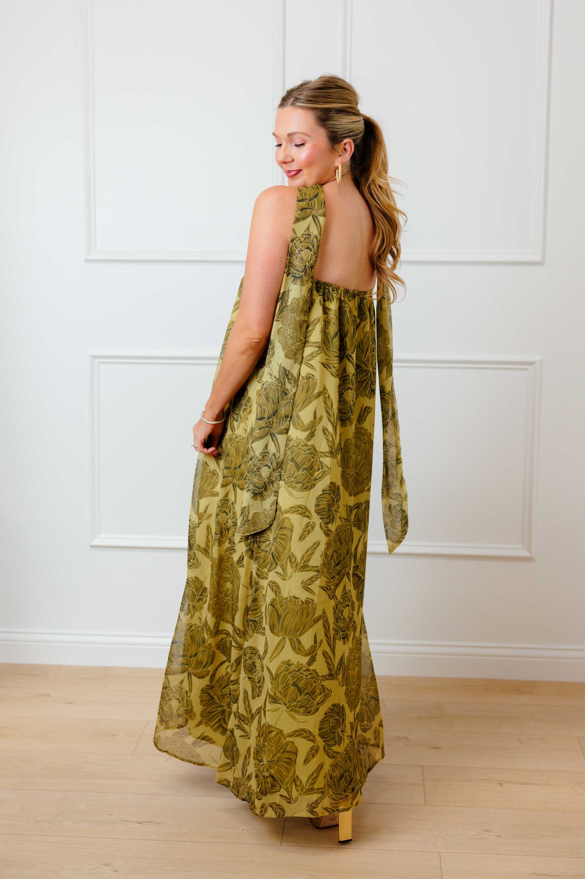 Olive Muse Scarf Maxi Dress