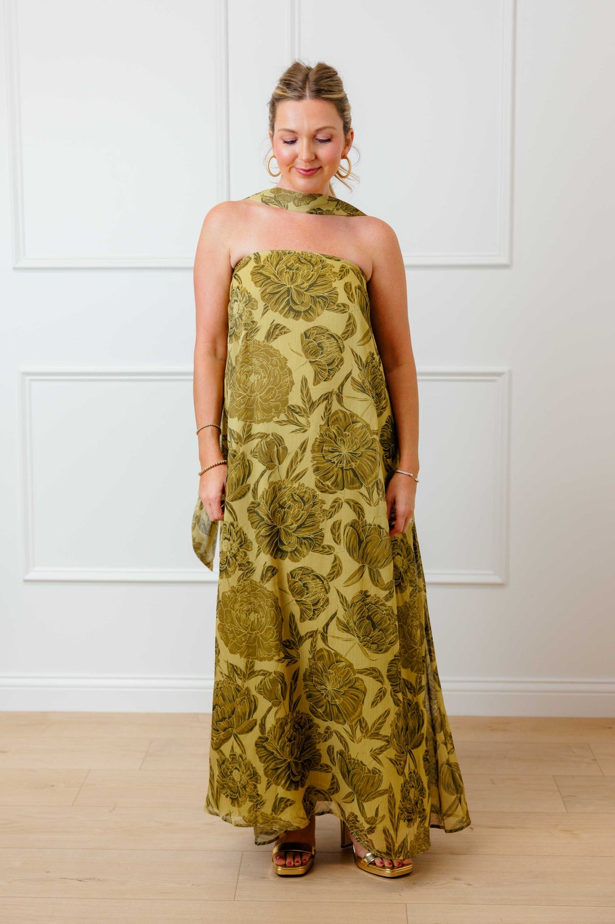 Olive Muse Scarf Maxi Dress