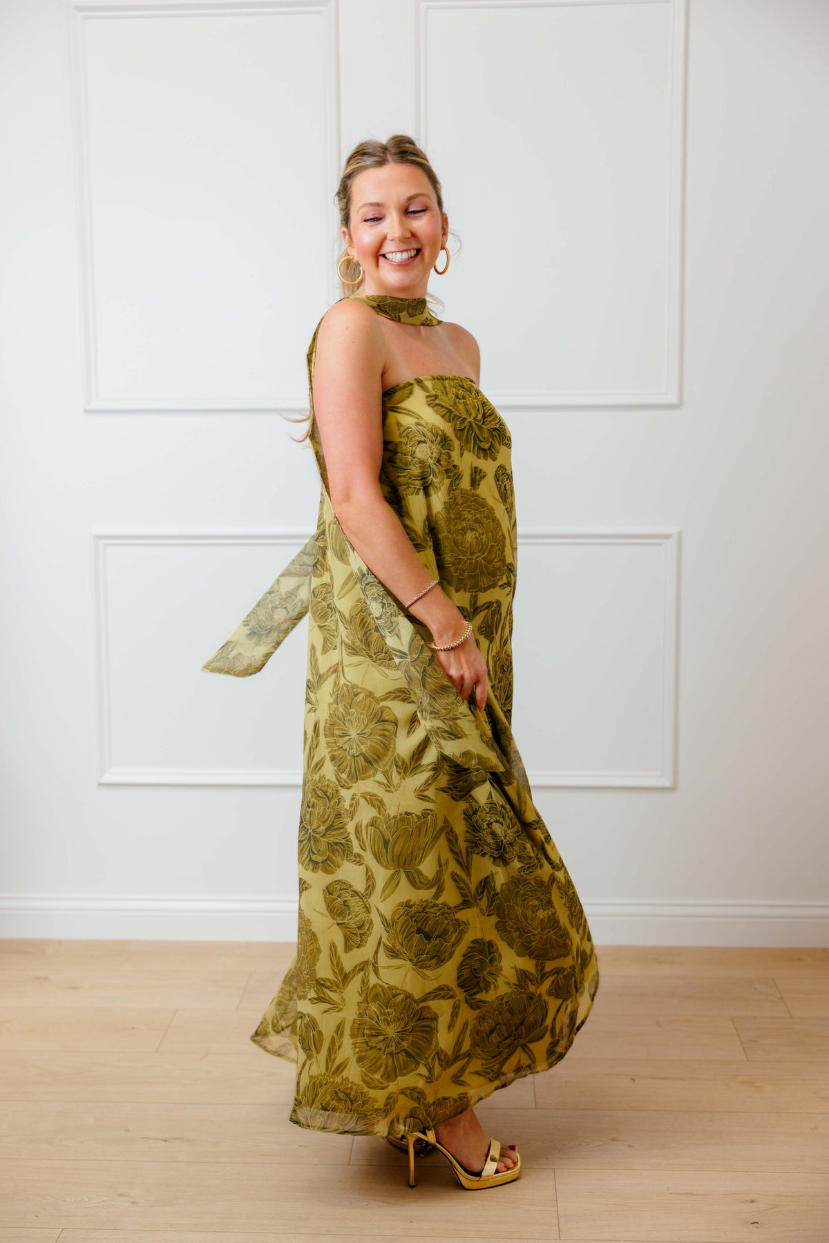 Olive Muse Scarf Maxi Dress