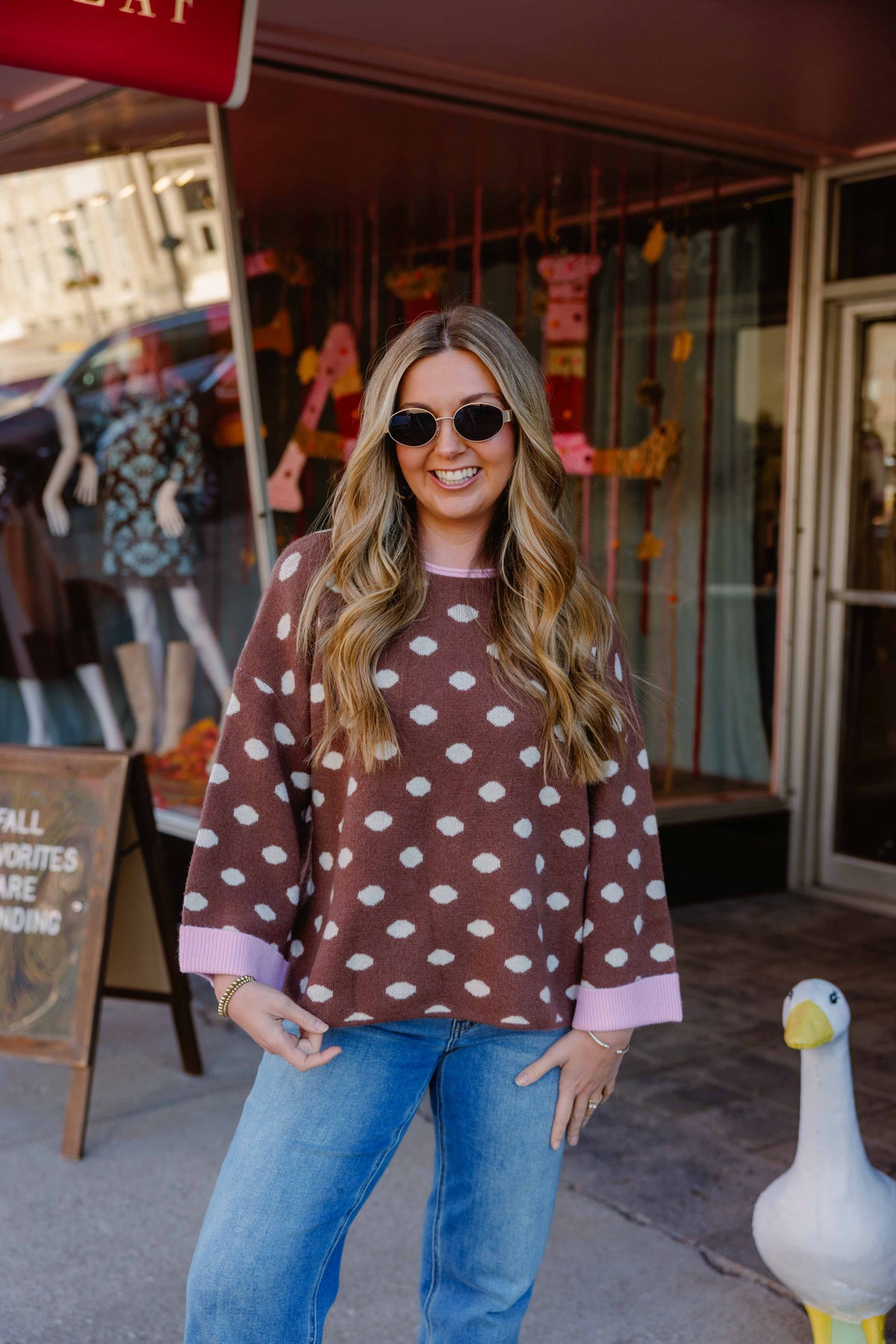 Polka Dot Roll Up Sweater