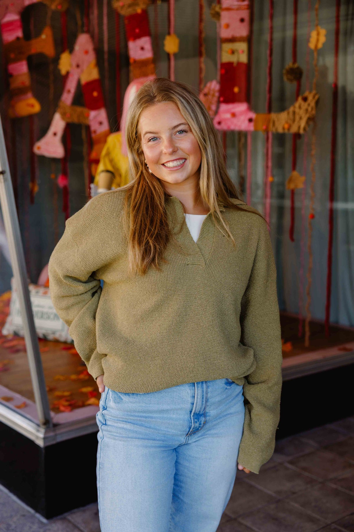 Moss Collared Polo Sweater