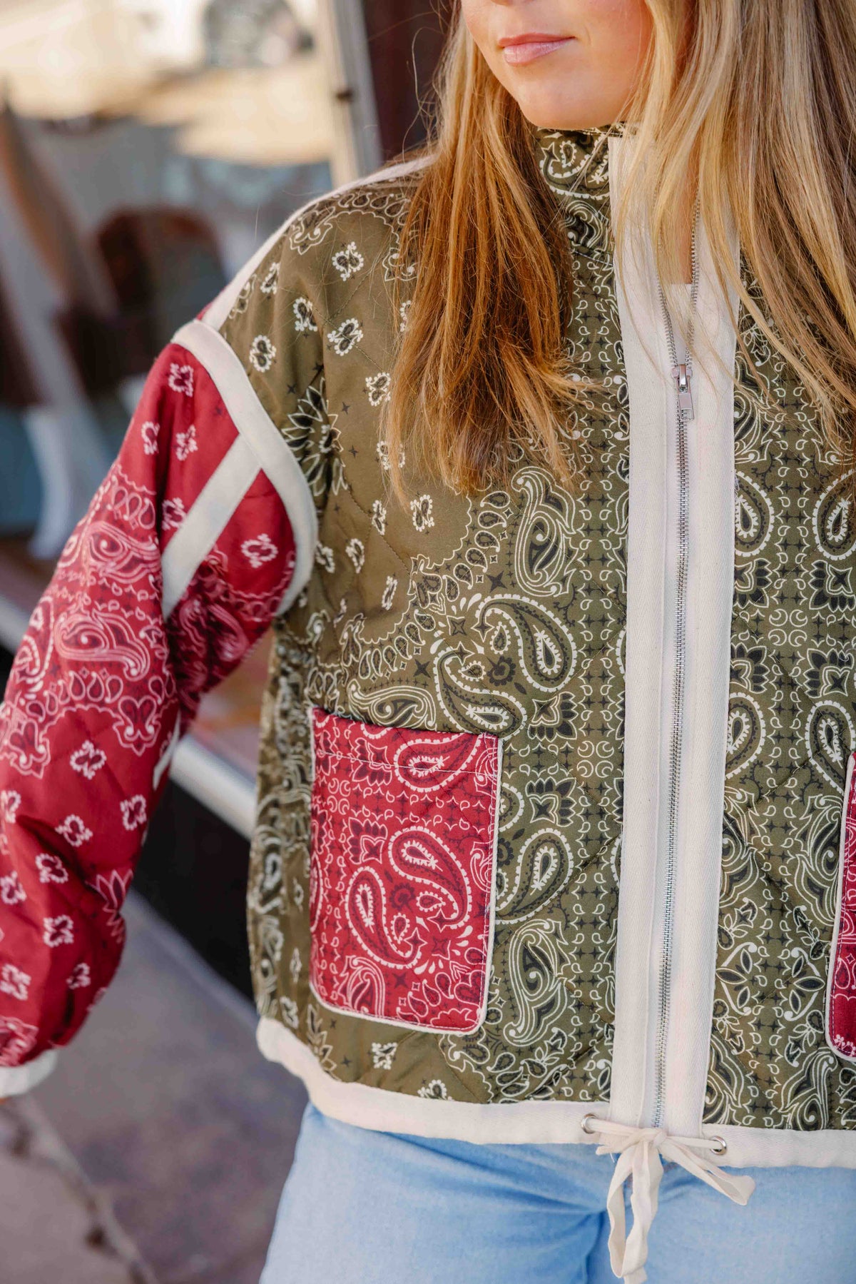 Olive Paisley Quilted Jacket