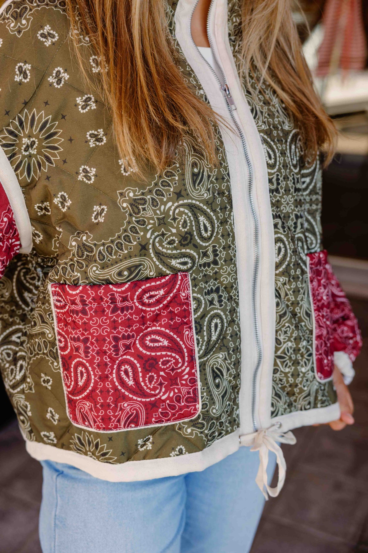 Olive Paisley Quilted Jacket