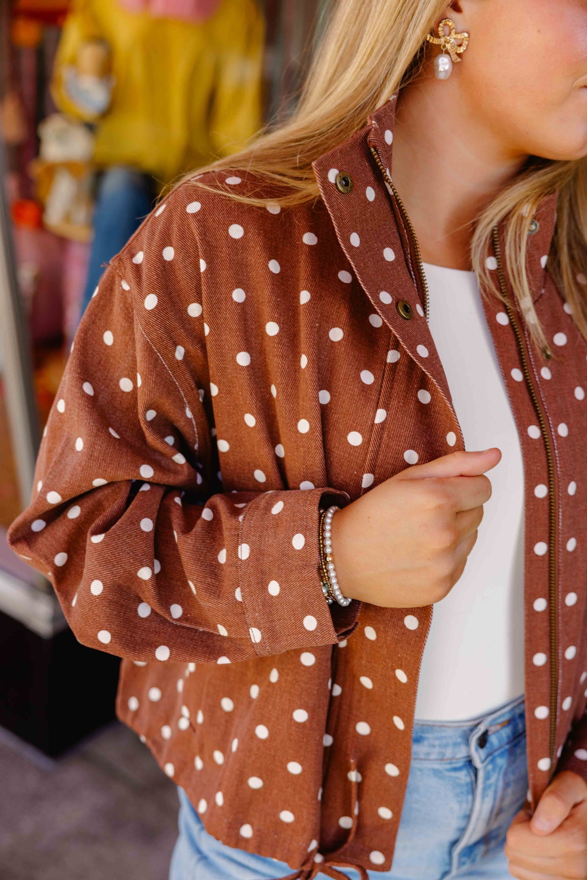 Brown Dot Drawstring Jacket