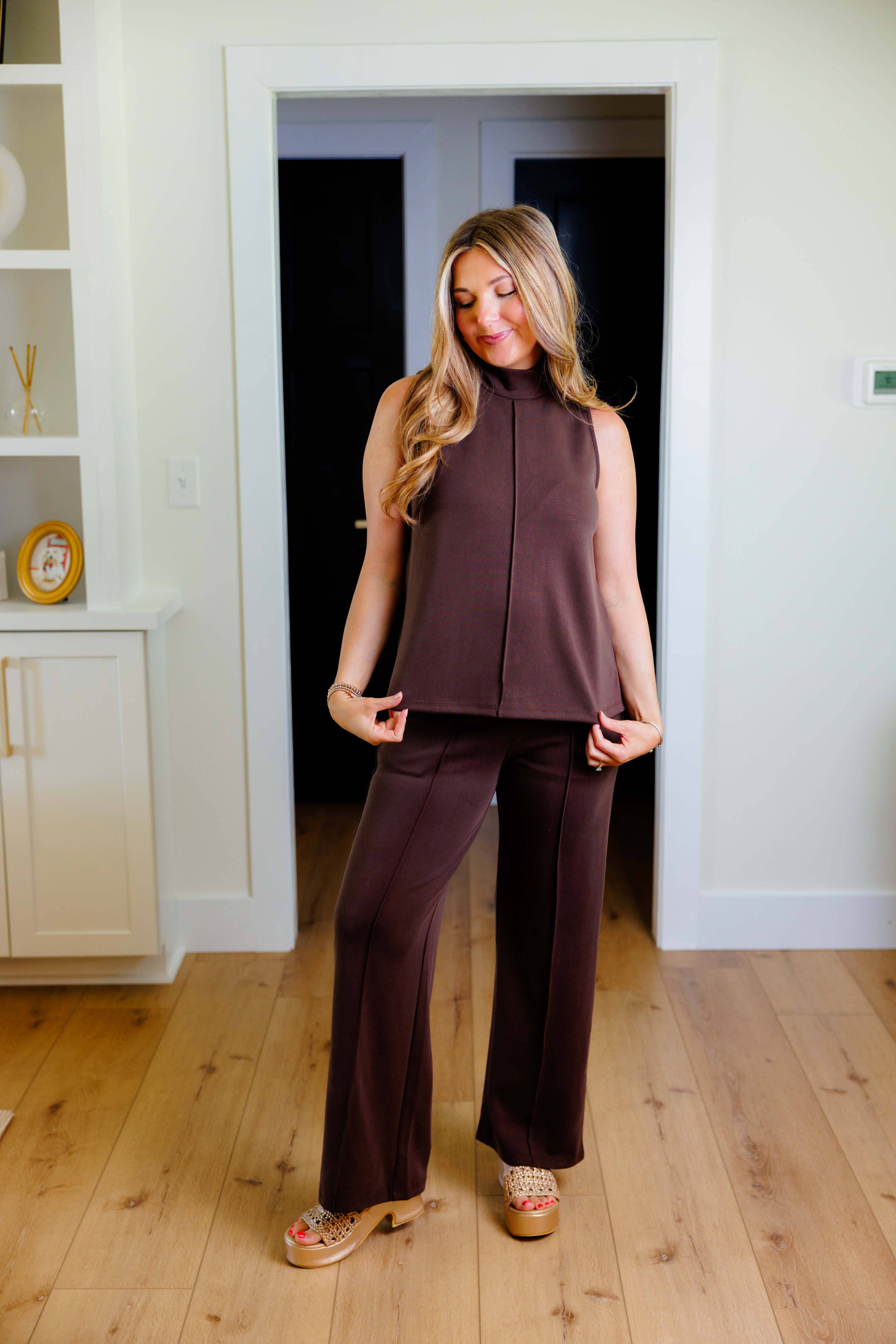 Espresso Pintuck Tank & Pant Set