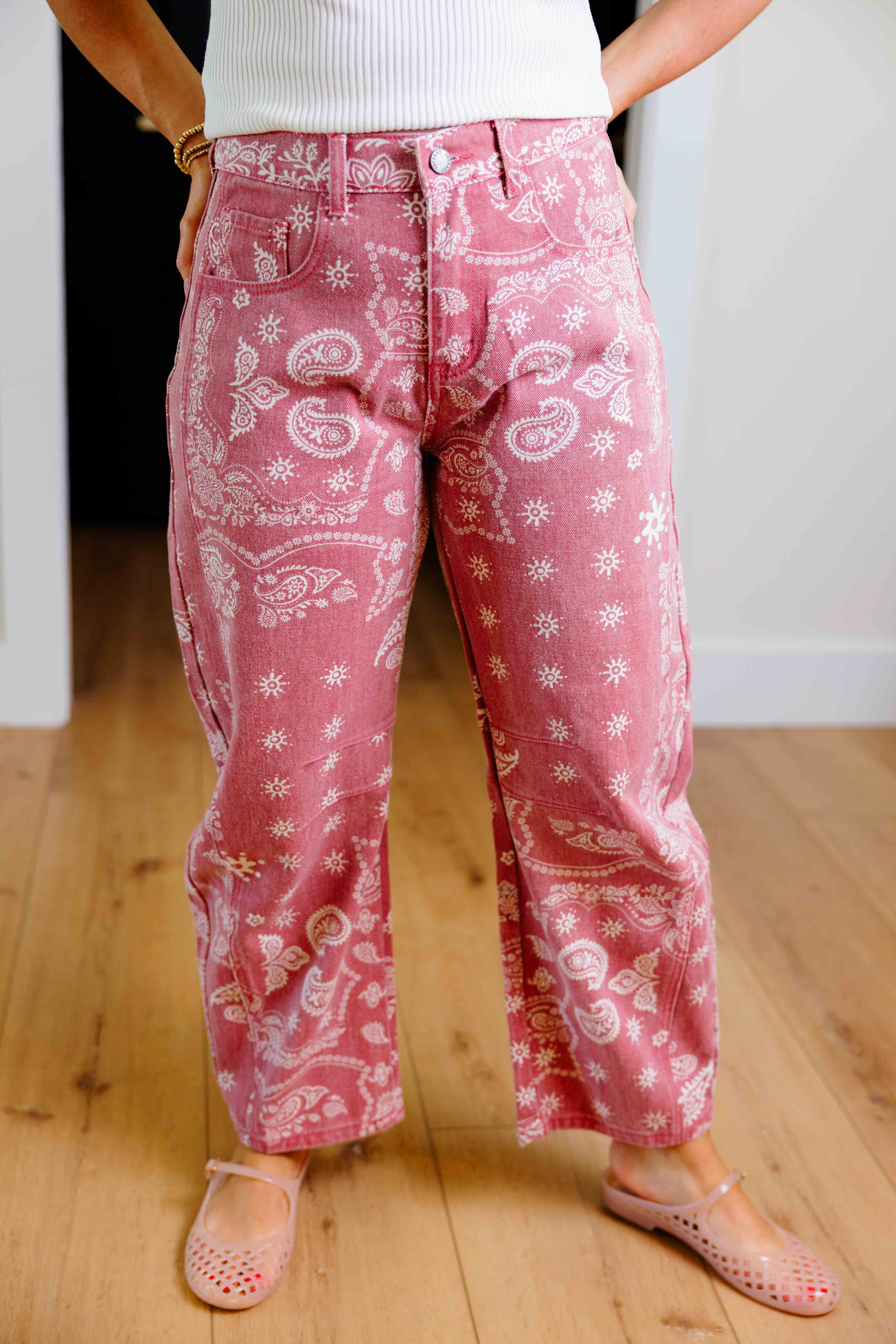 Paisley Printed Denim Pants
