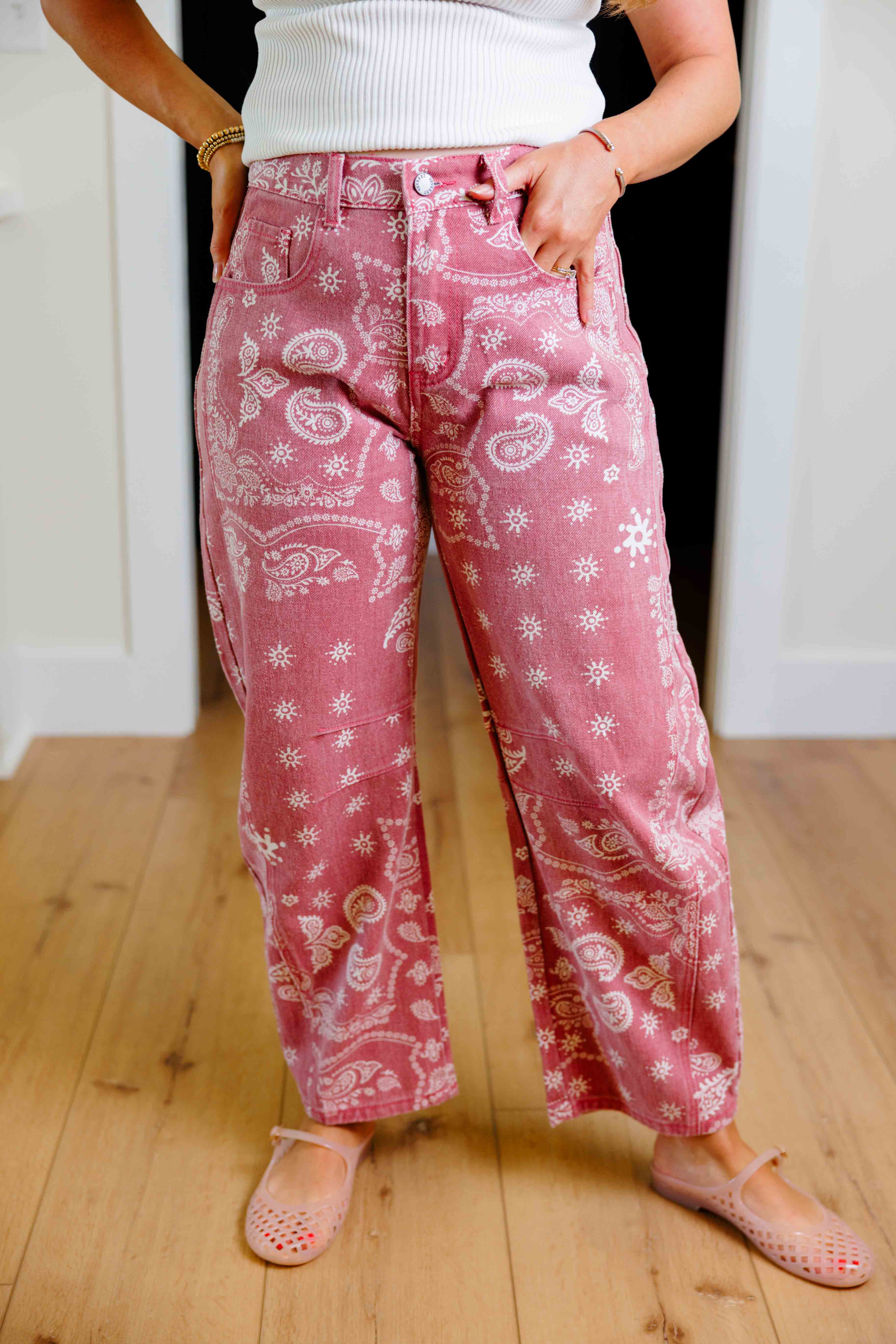 Paisley Printed Denim Pants