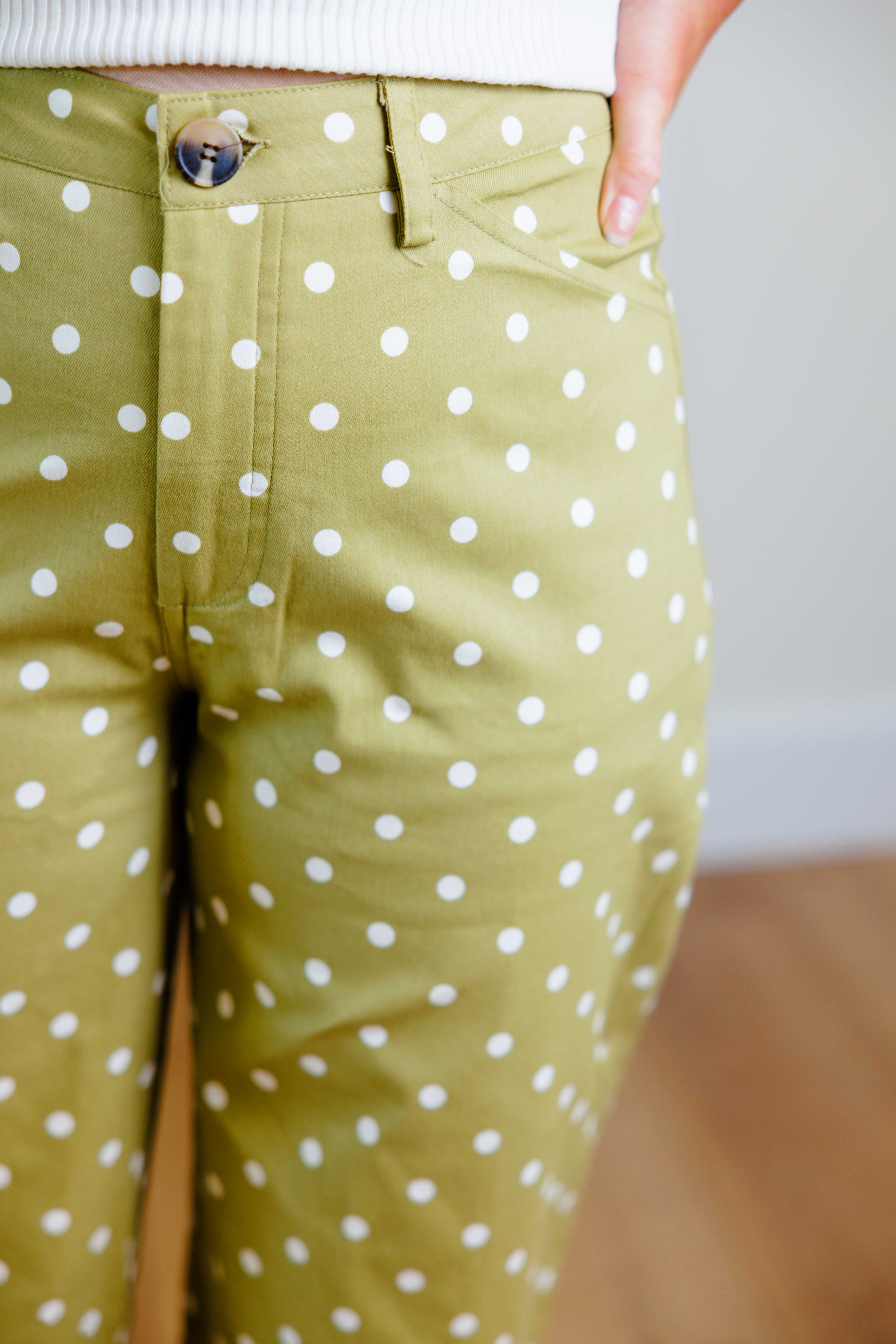 Sage Barrel Polka Dot Pant