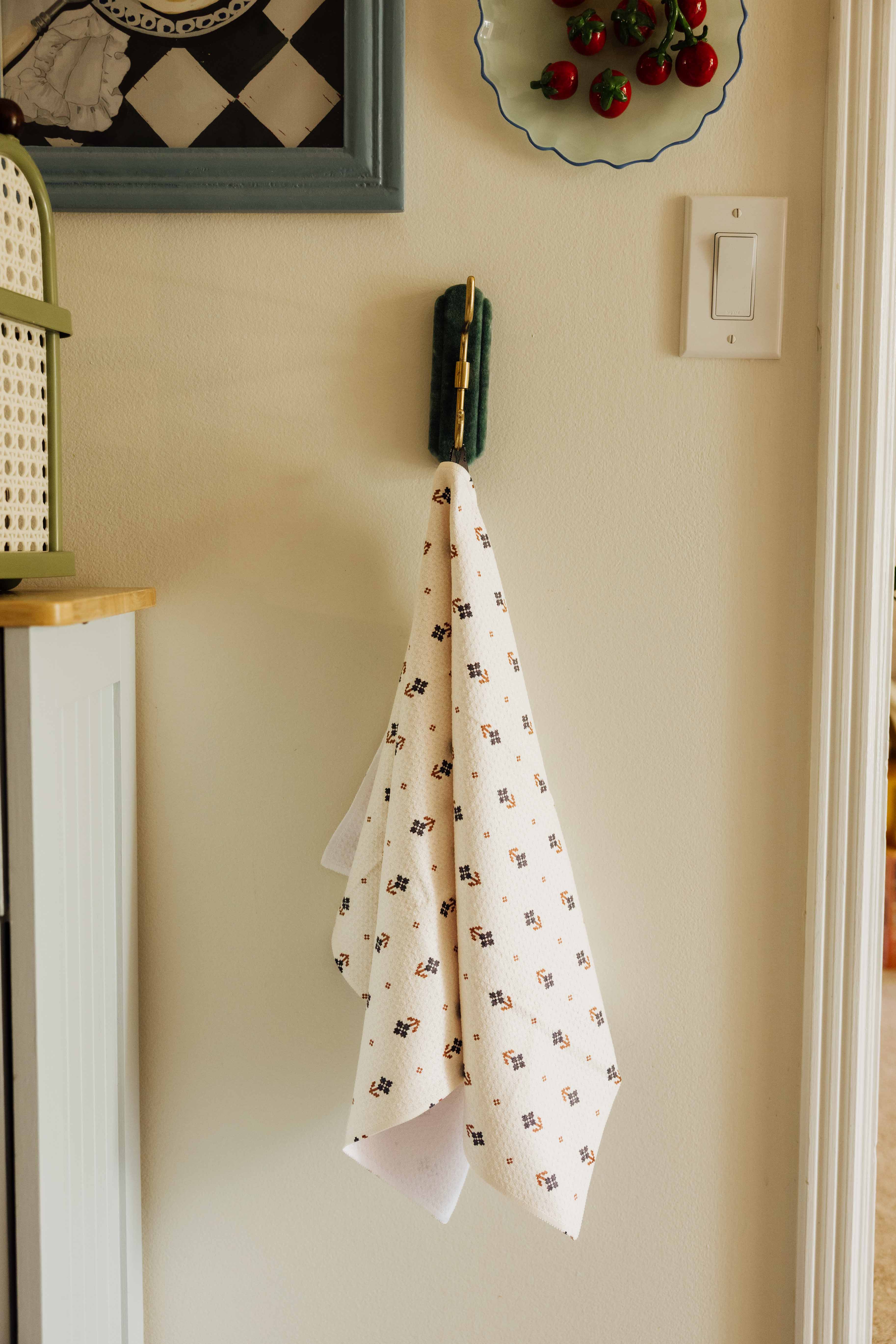 Folk Pixel White Tea Towel