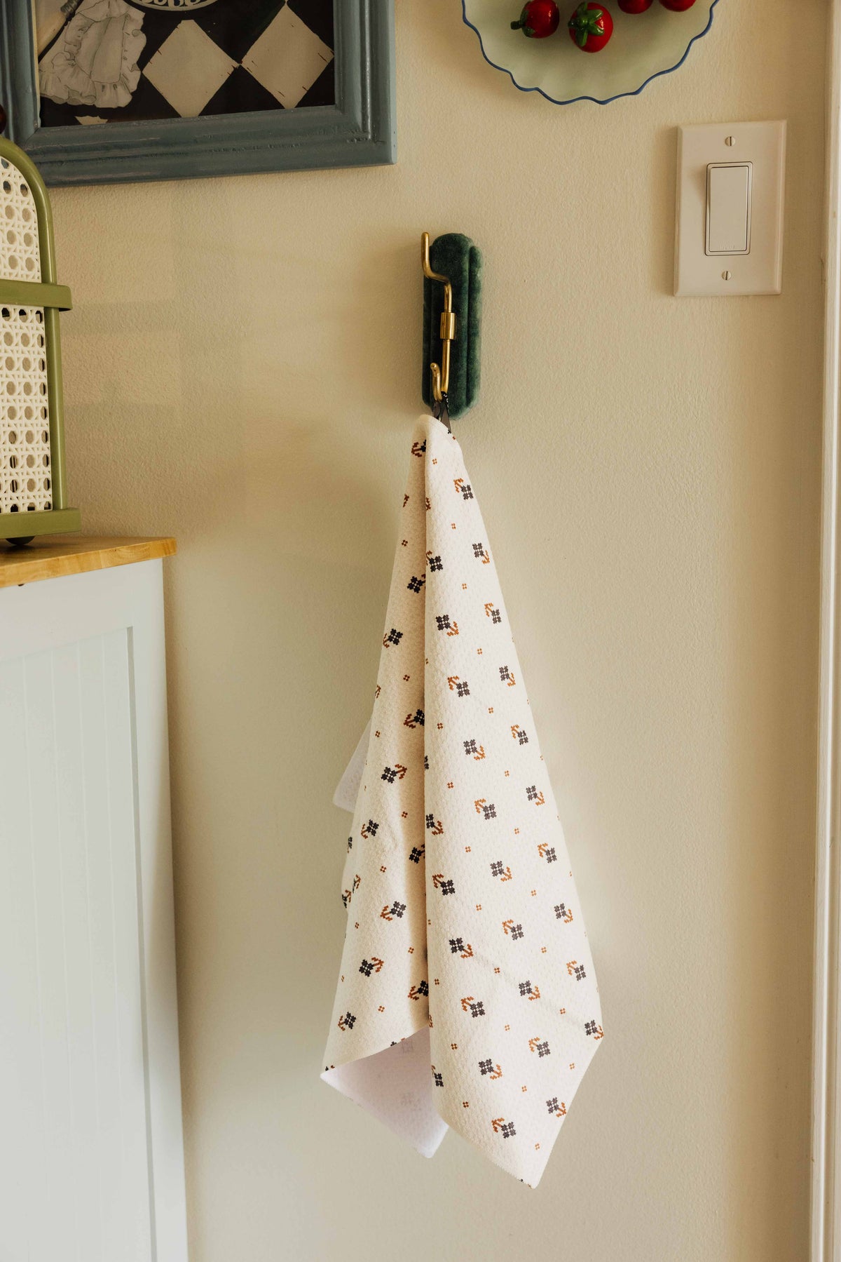 Folk Pixel White Tea Towel