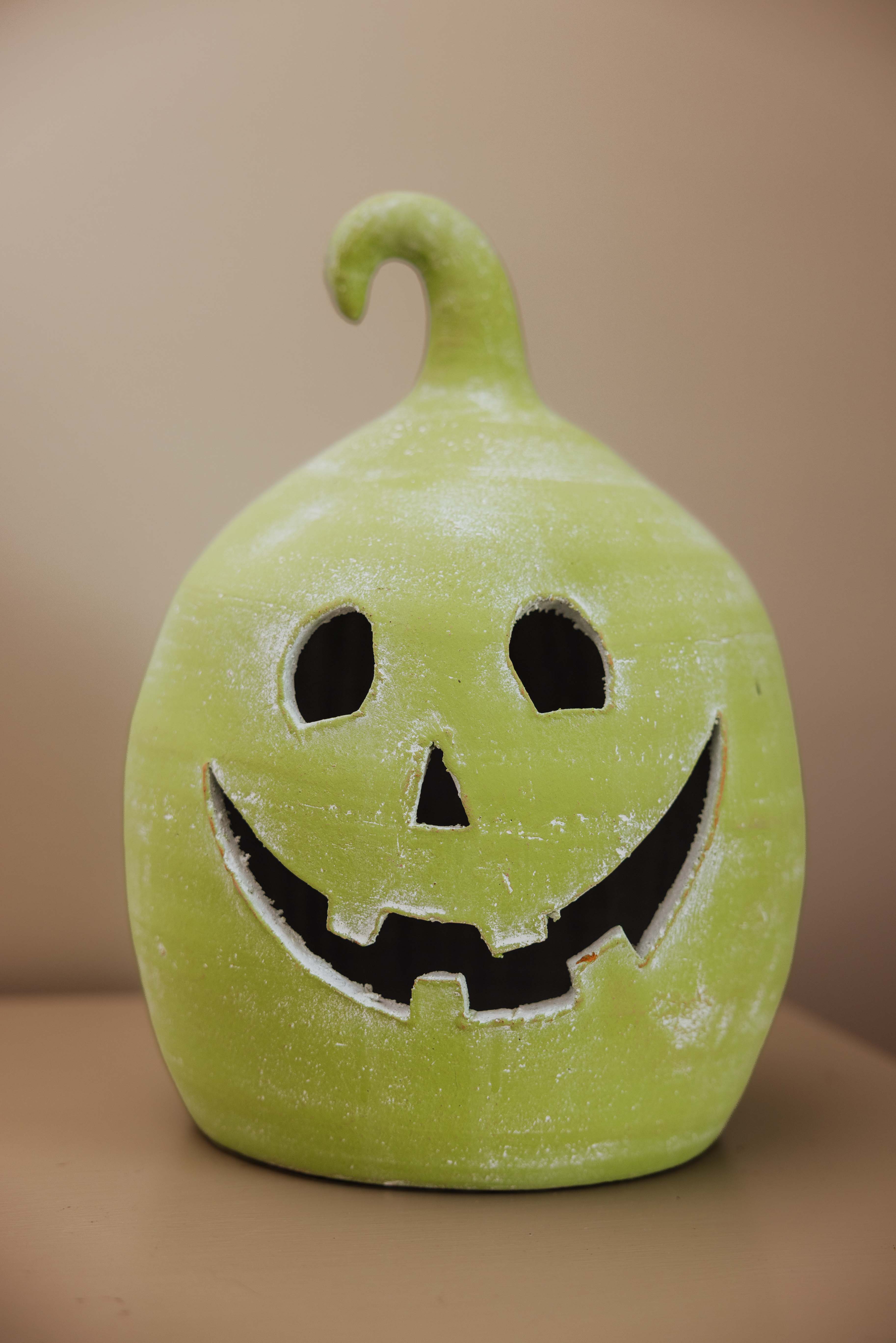 Green Clay Jack-O-Lantern