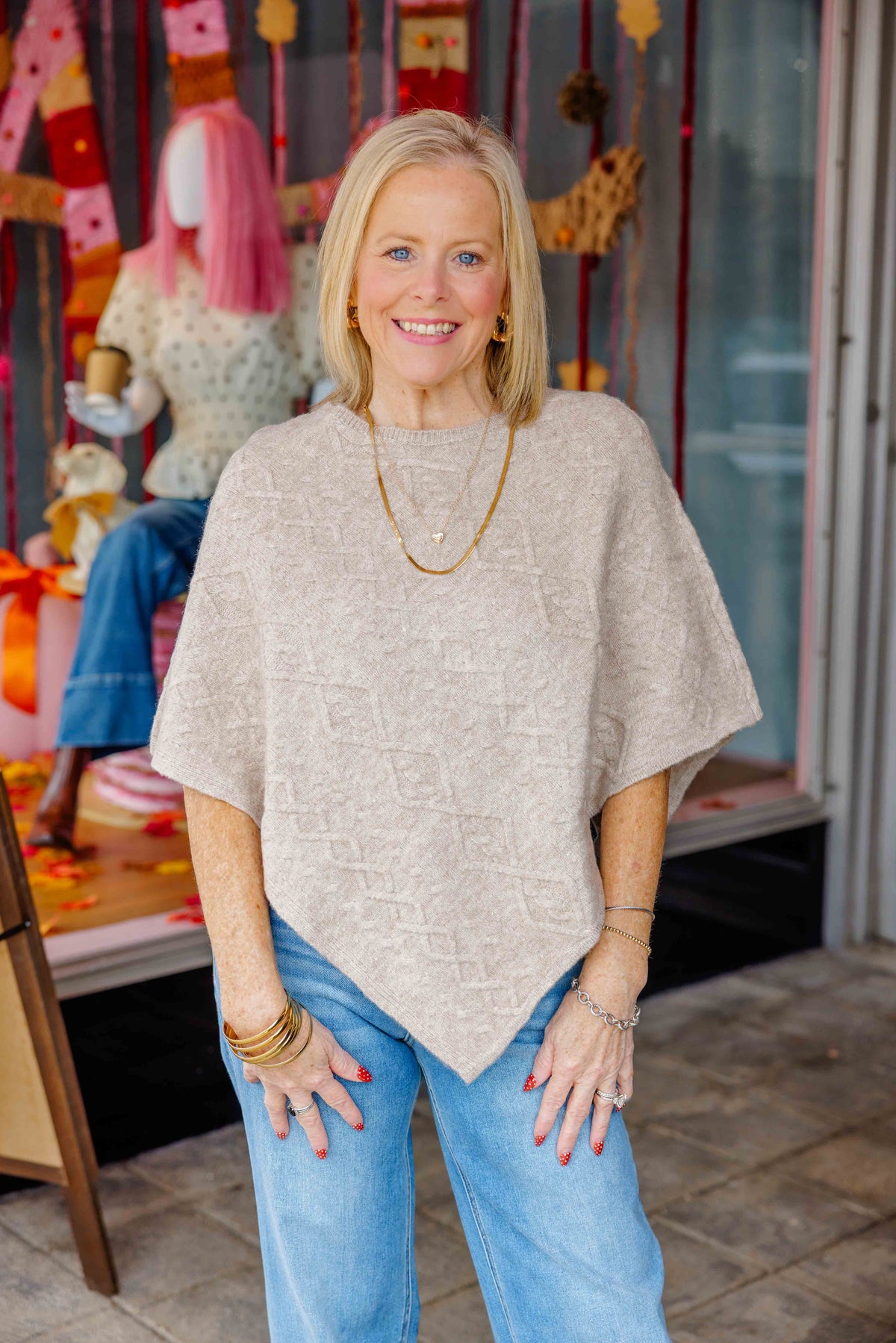 Mocha Cable Knit Poncho