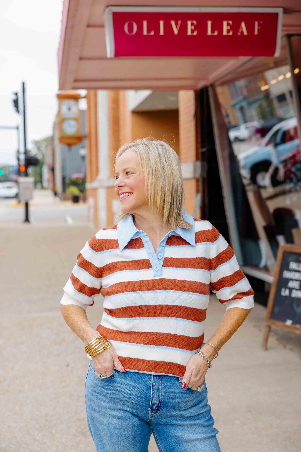 Brown Striped Knit Top