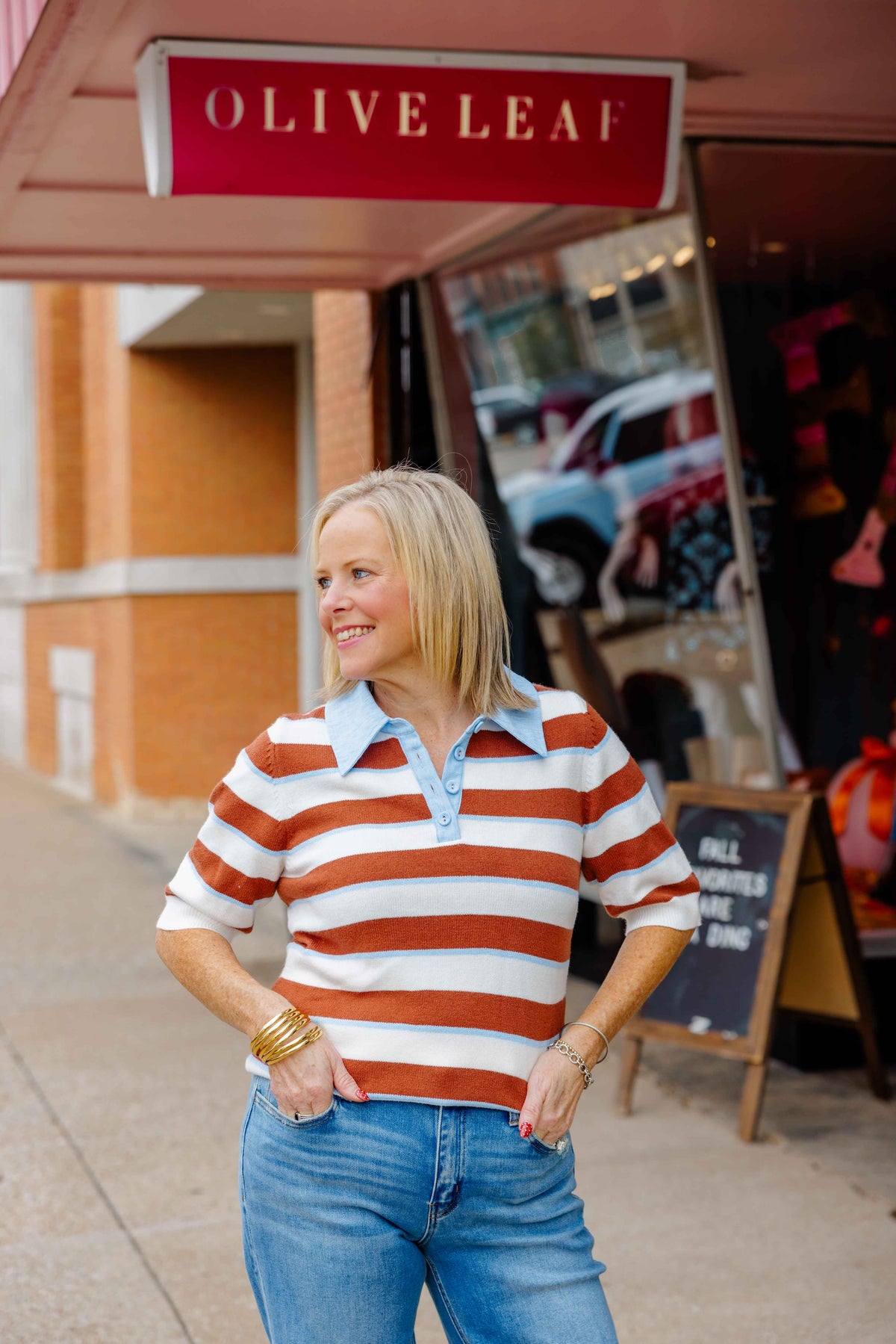 Brown Striped Knit Top