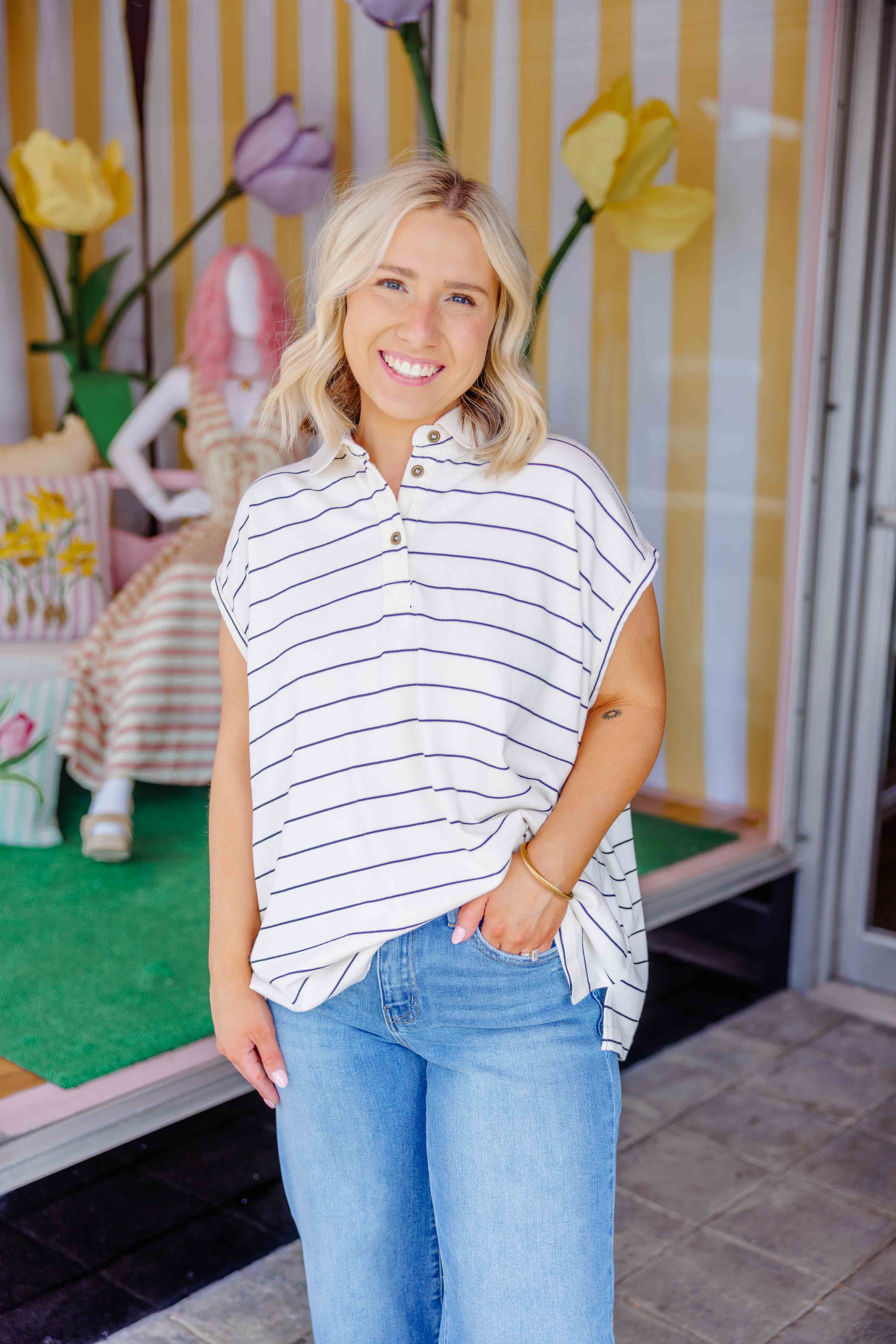 Striped Polo Top