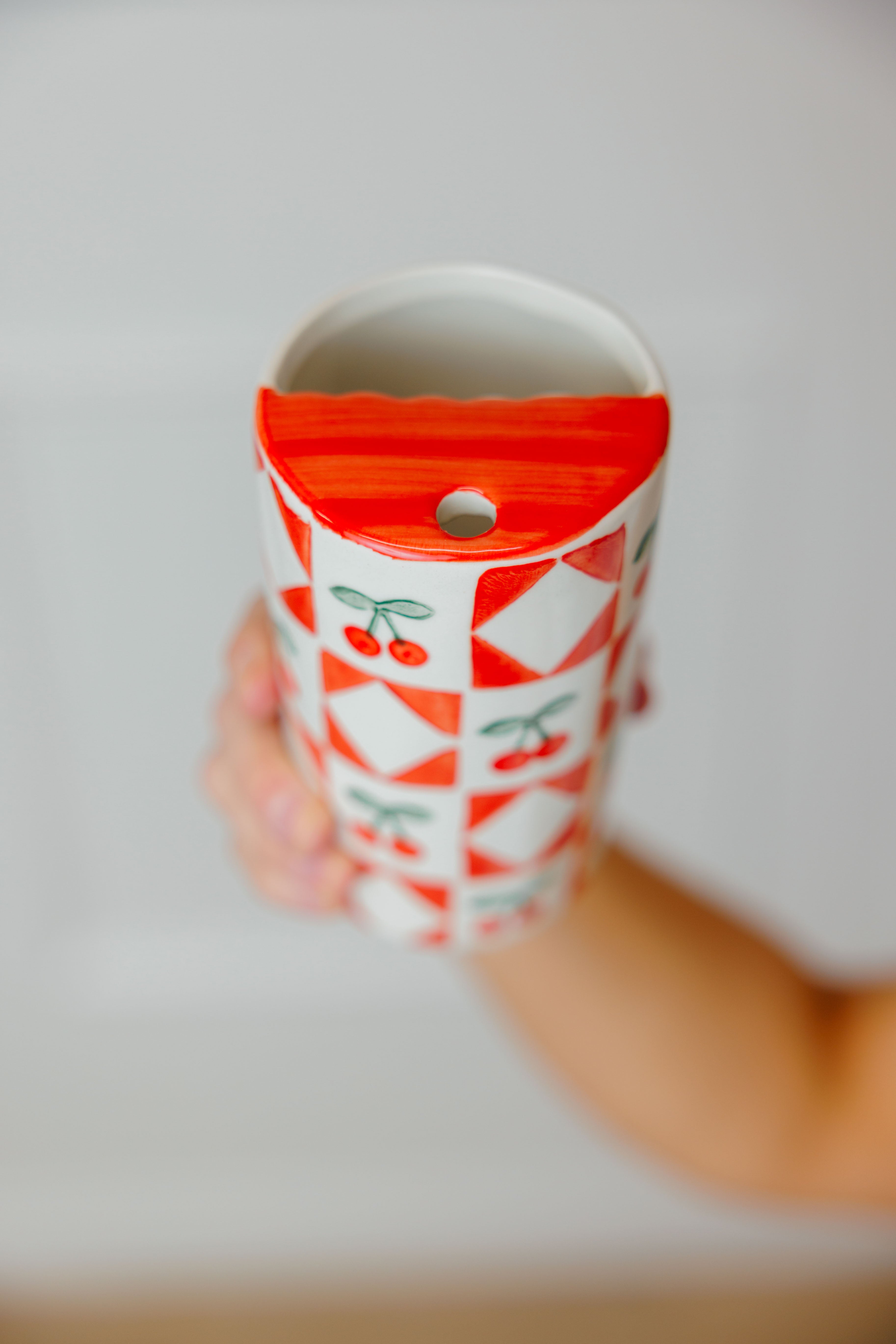Cherry Picnic Ceramic Coffee Tumbler