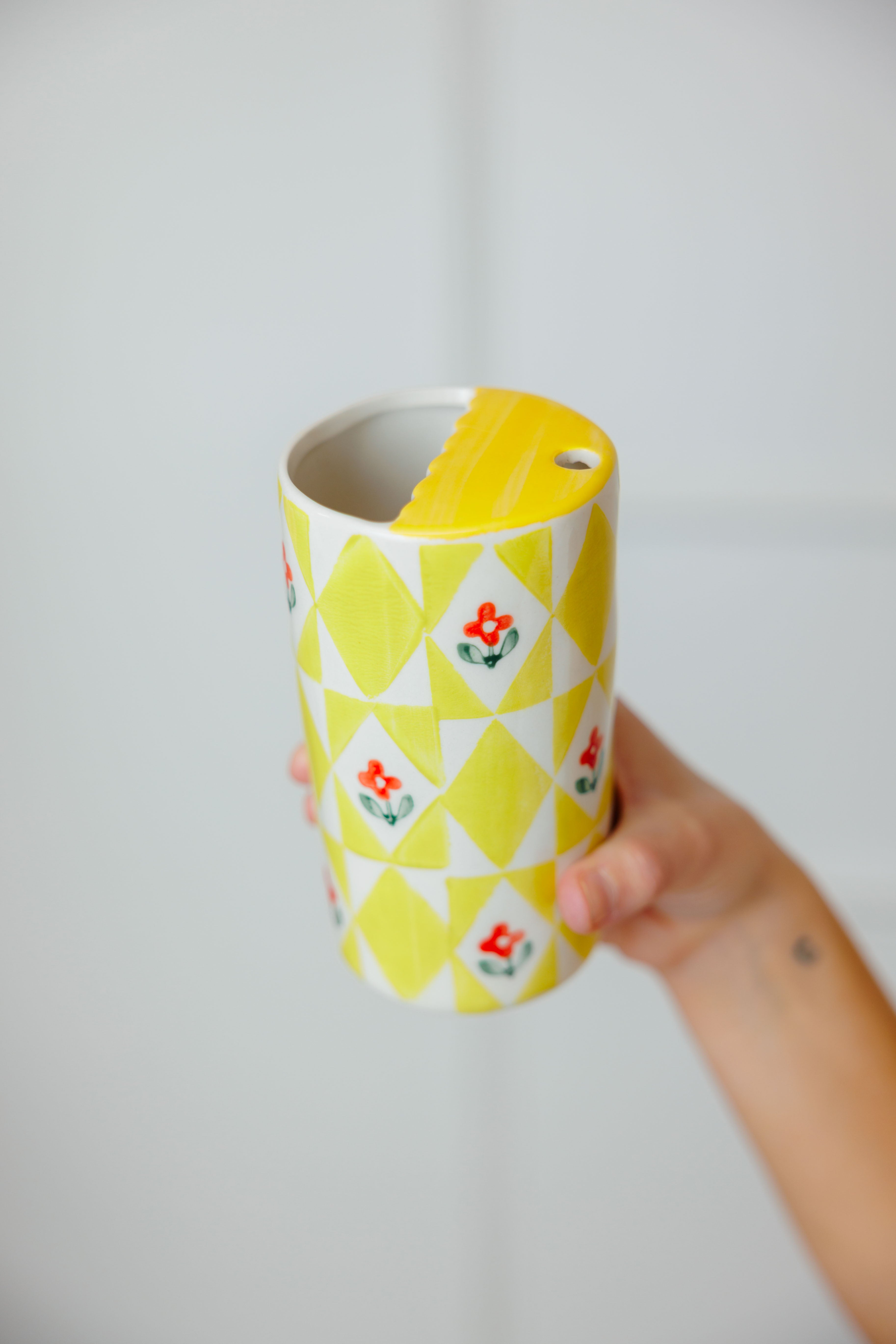 Sunny Bloom Ceramic Coffee Tumbler