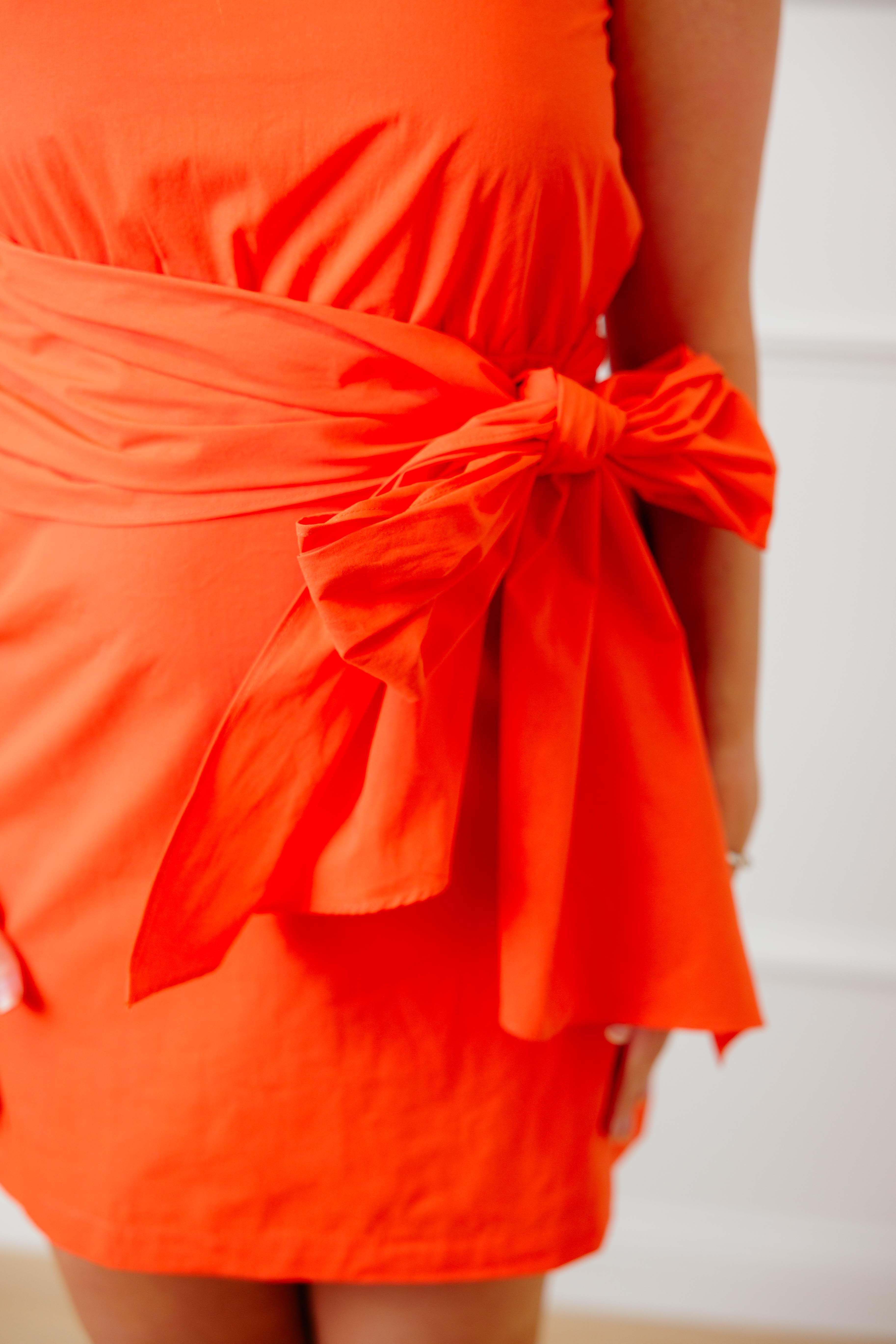 Orange Asymmetric Tie Dress