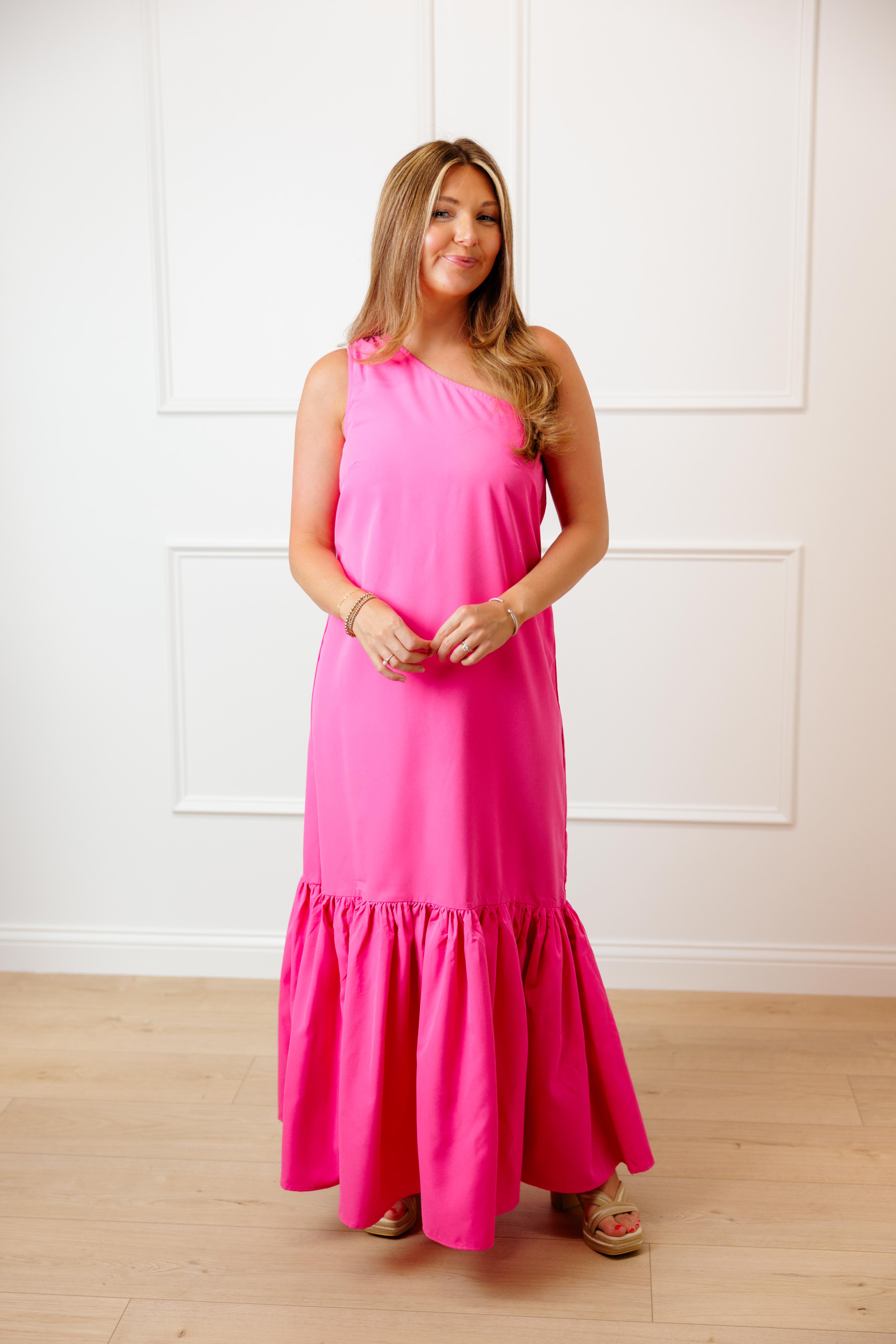 Pink One Shoulder Dress