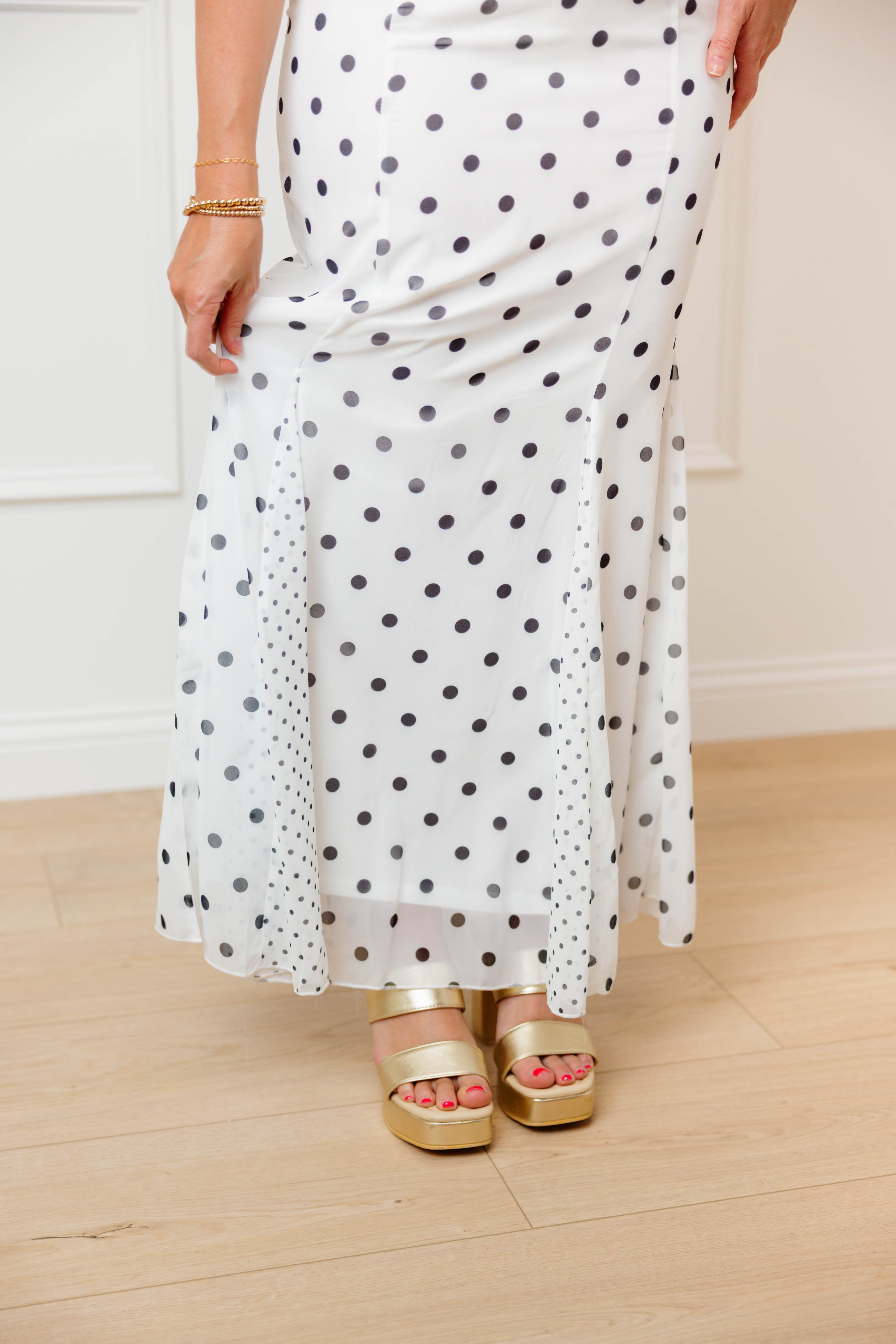 Black Polka Dot Skirt Set