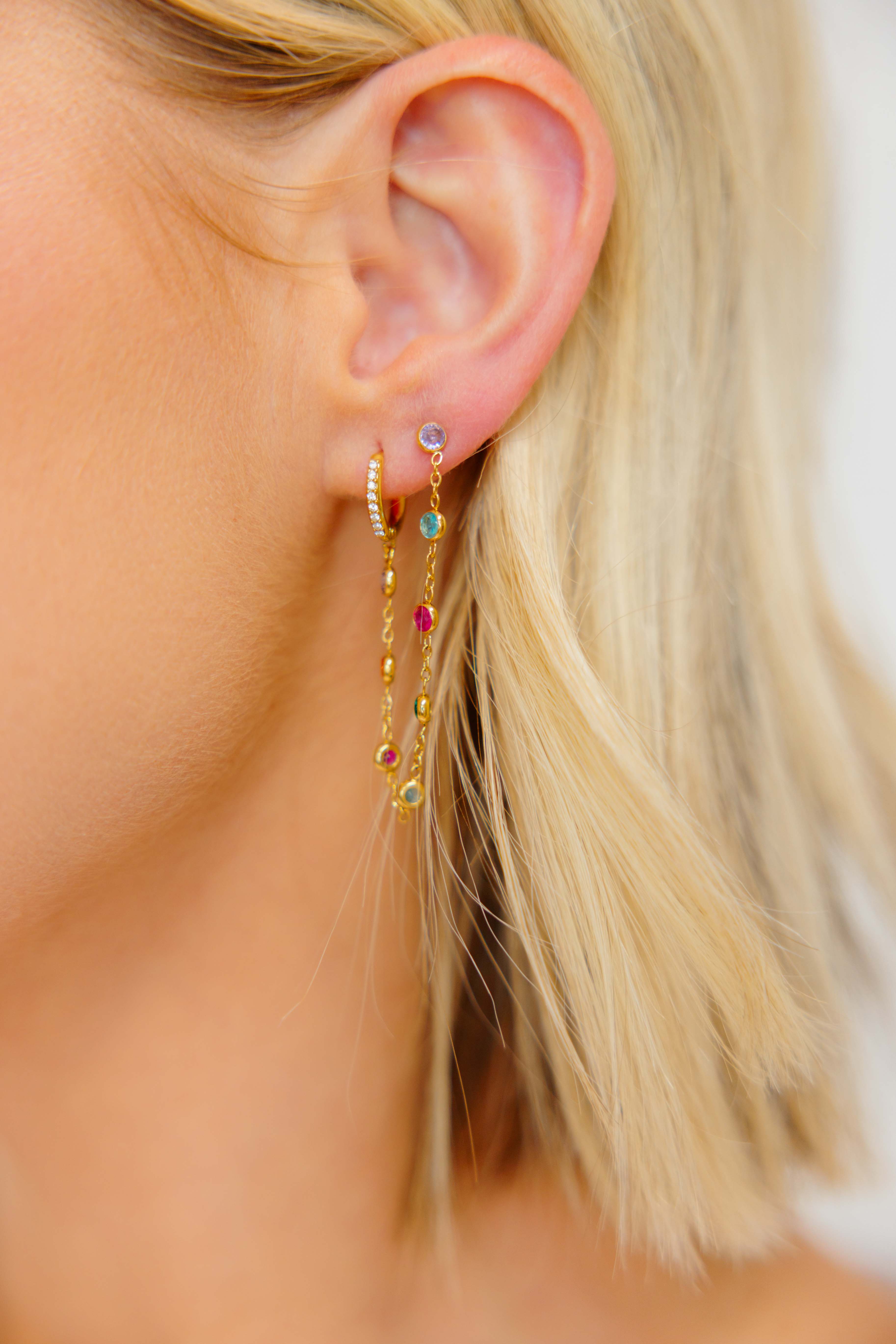 Daffira Colorful Chain Earrings