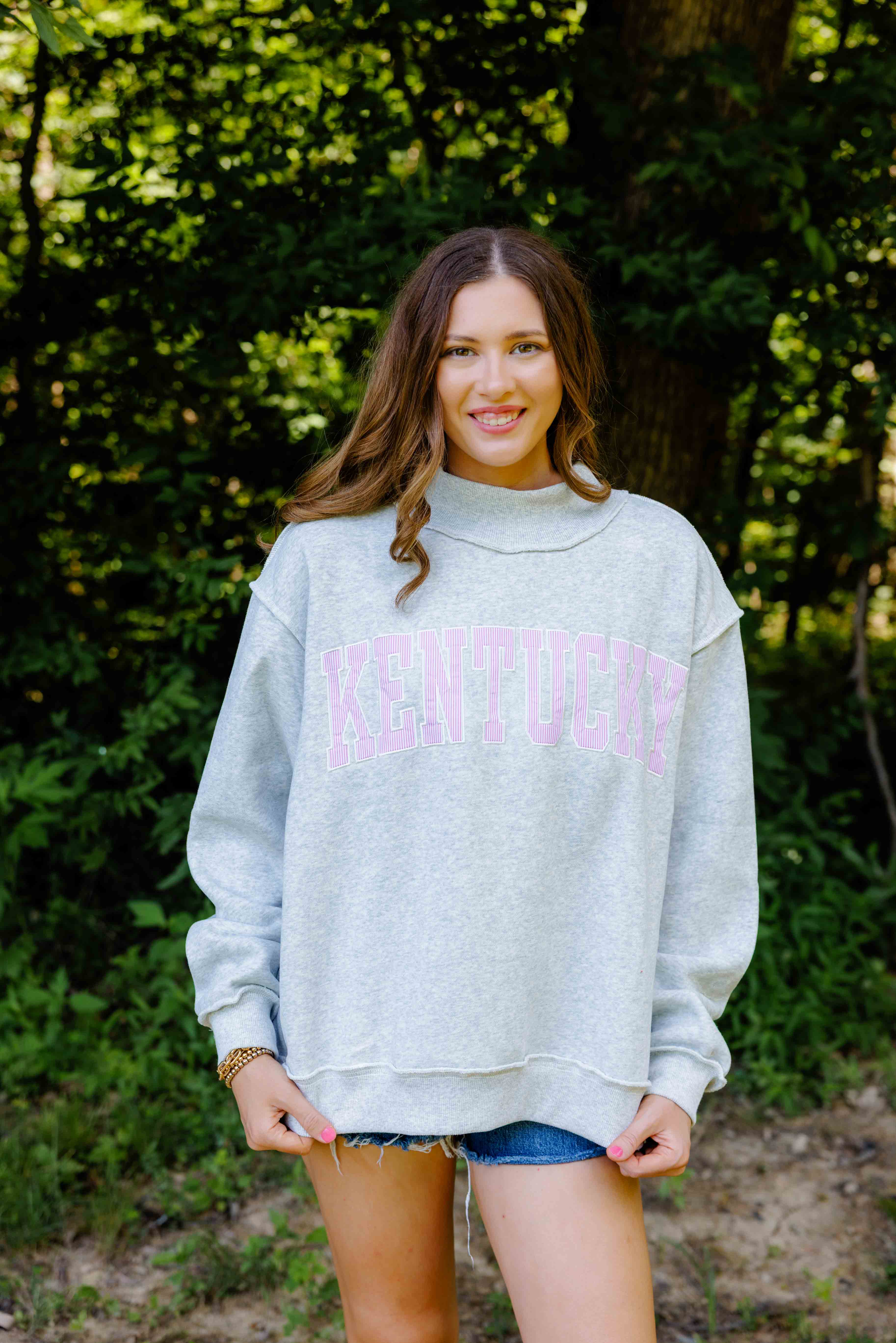 KY Stripe Mock Neck Sweatshirt