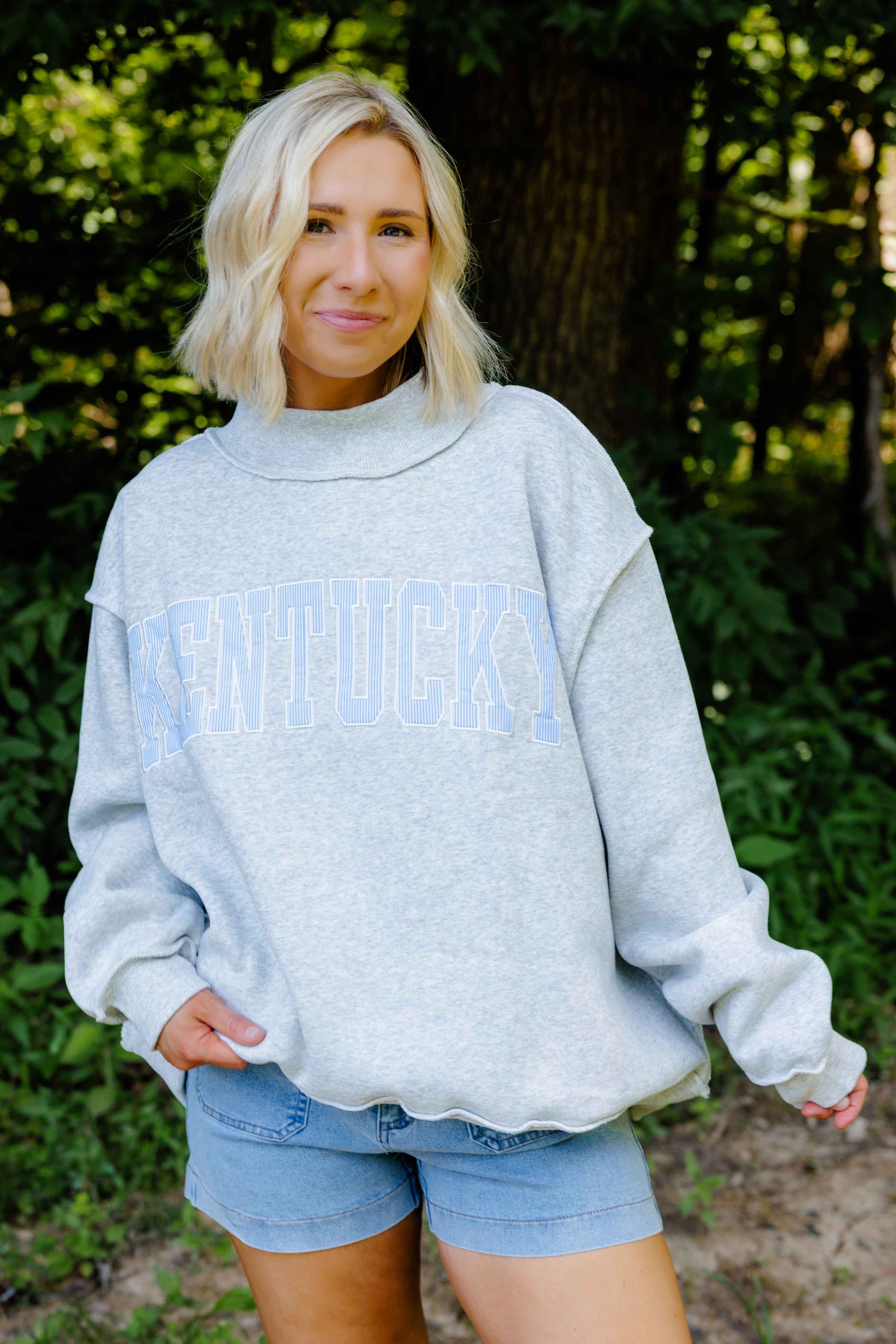 KY Stripe Mock Neck Sweatshirt