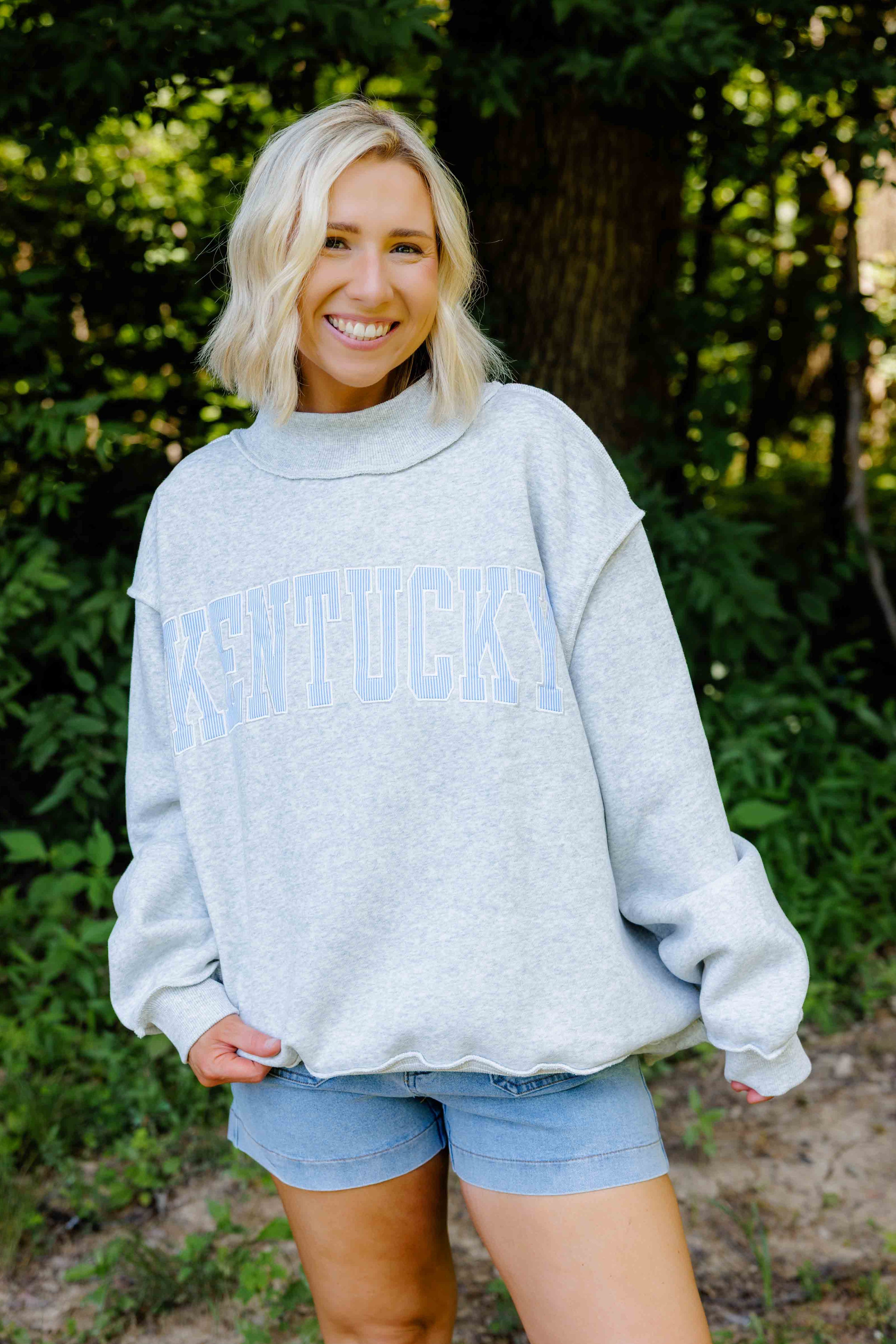 KY Stripe Mock Neck Sweatshirt