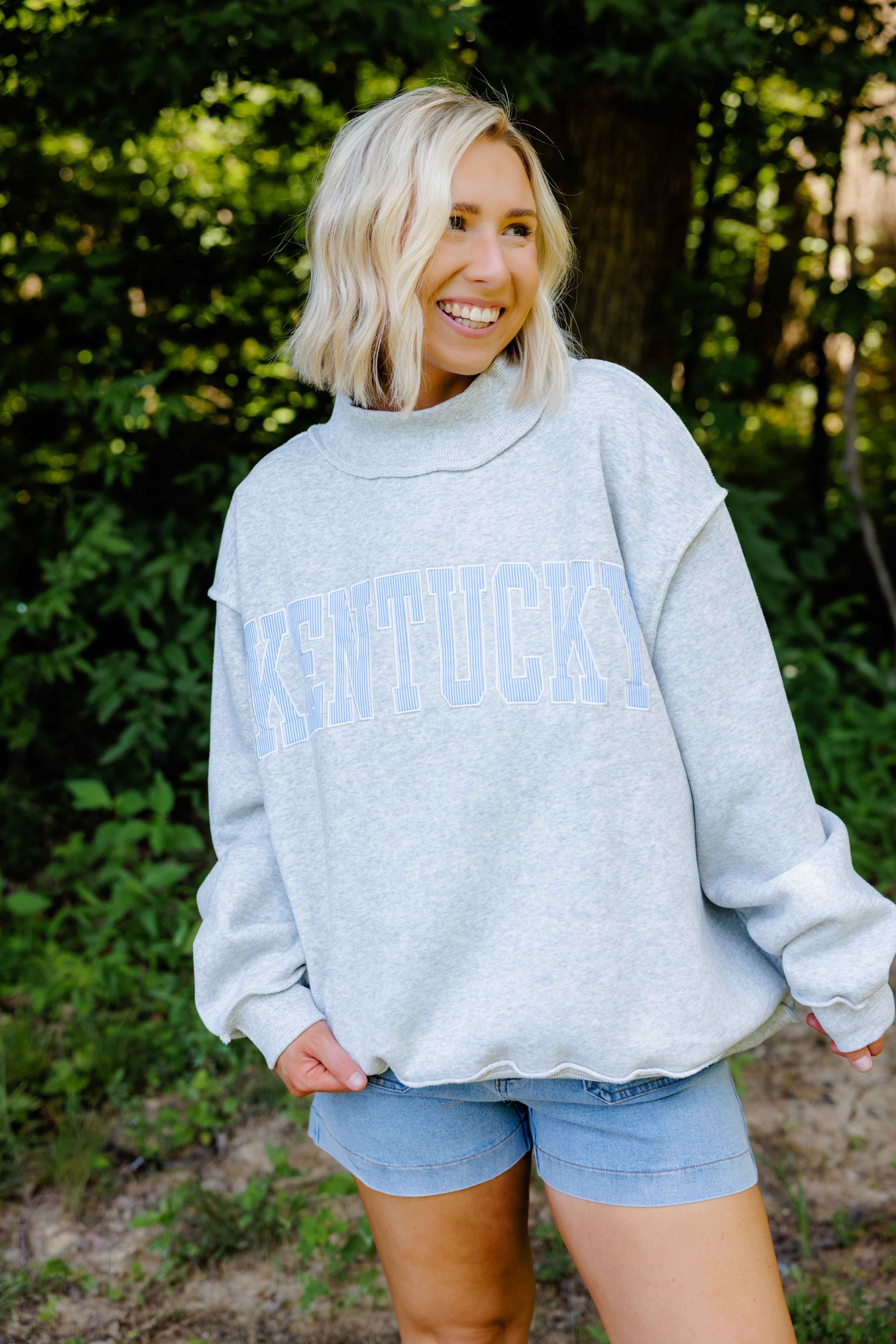 KY Stripe Mock Neck Sweatshirt