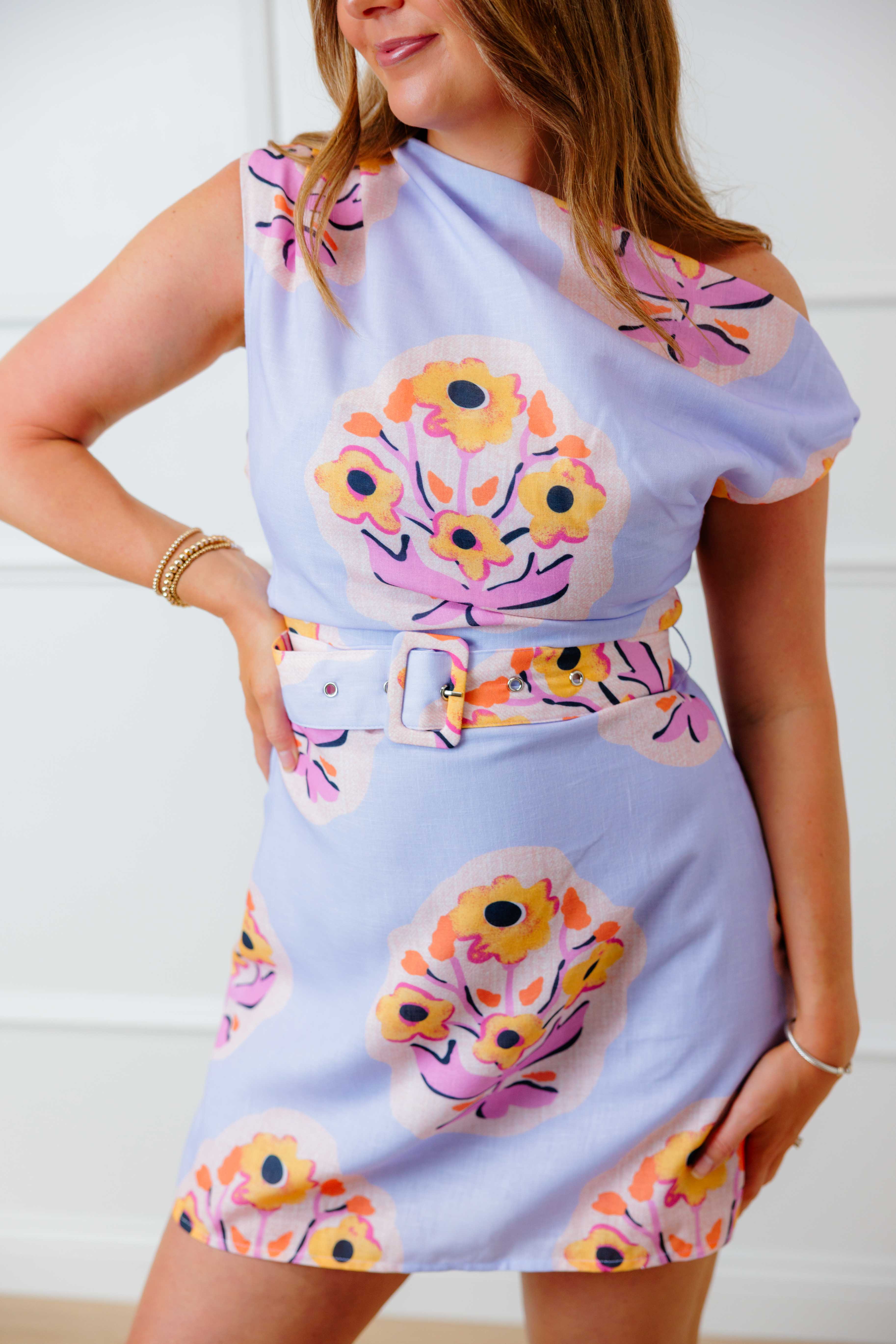 Lavender Floral Twist Mint Dress