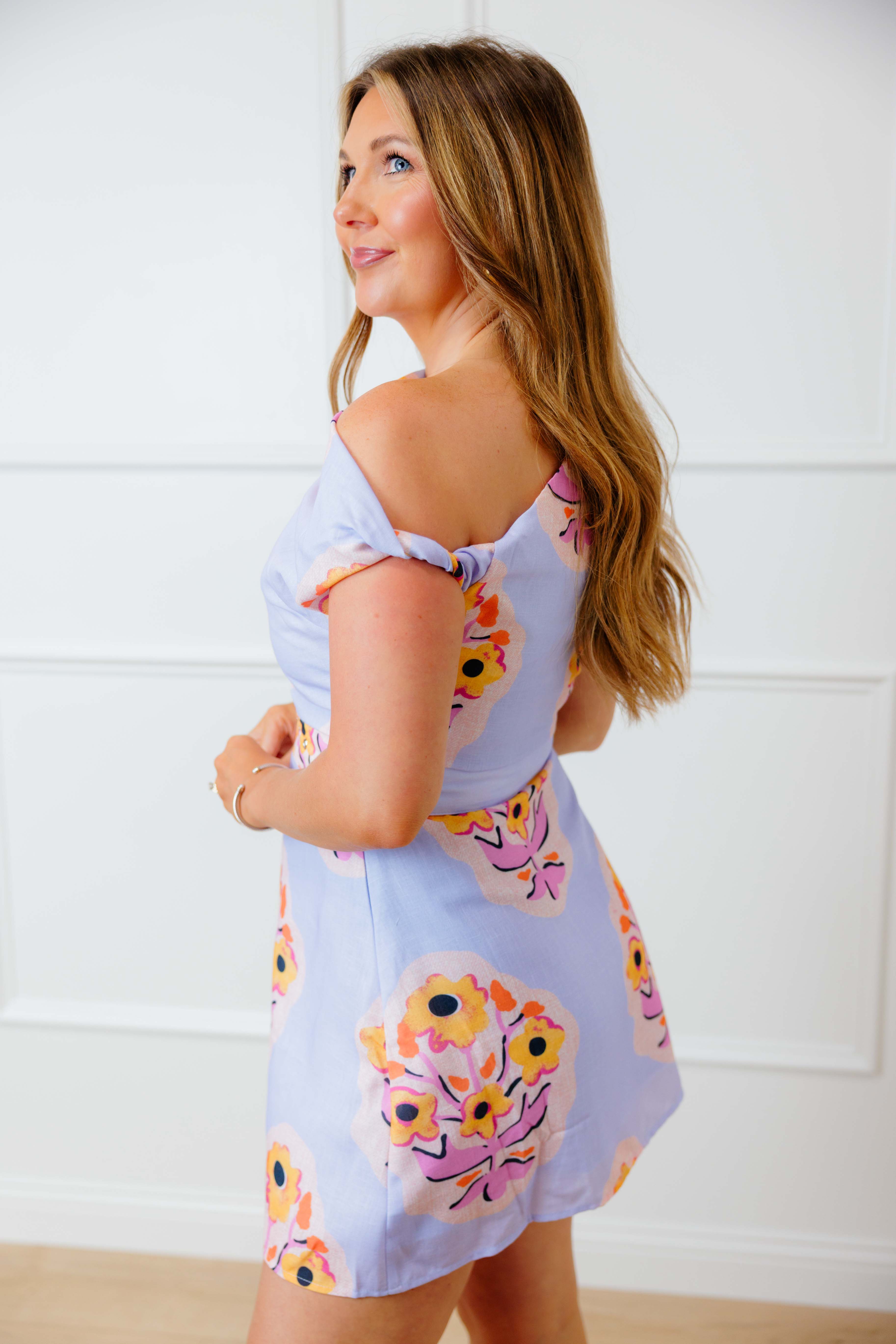 Lavender Floral Twist Mint Dress