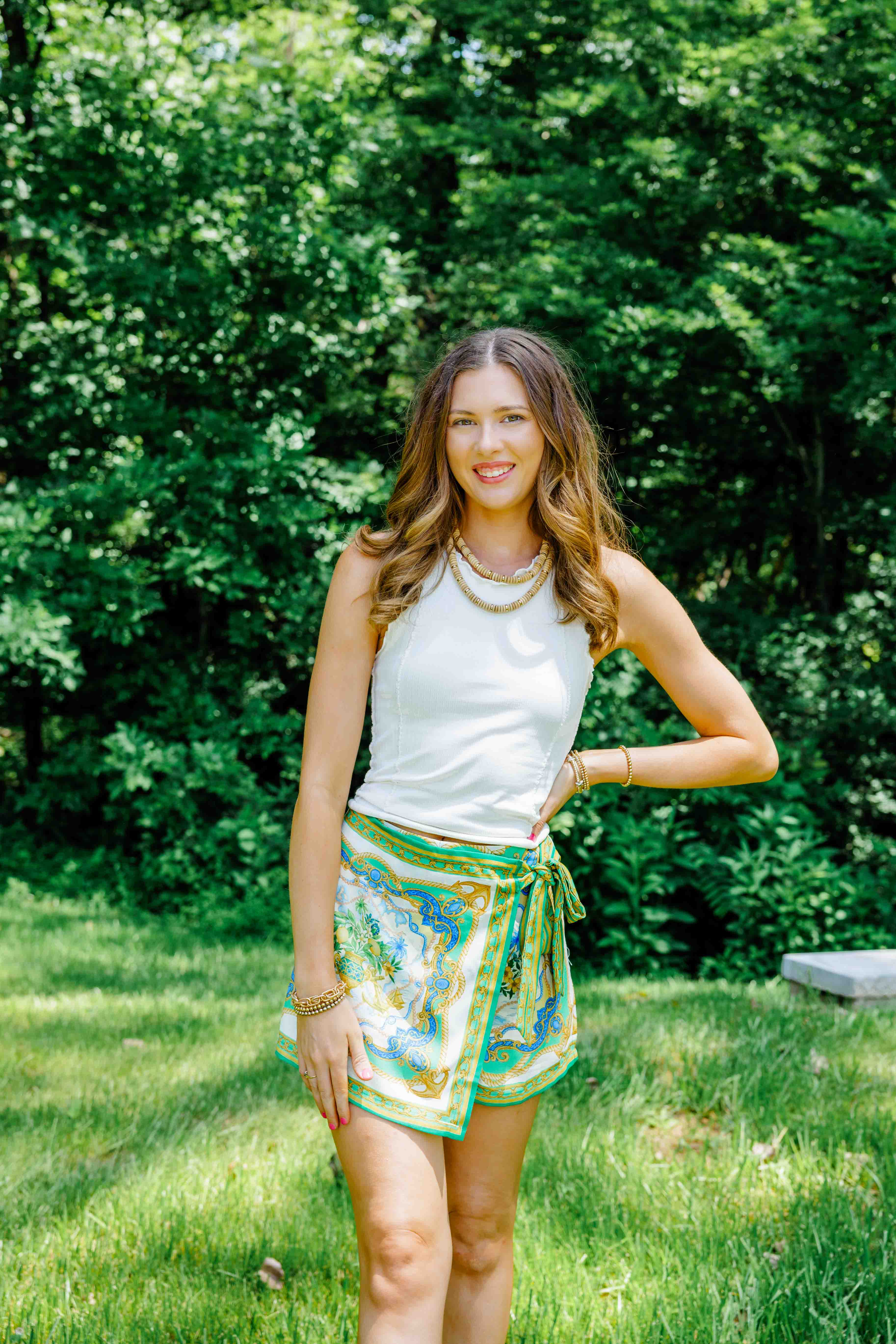 Green Printed Skort