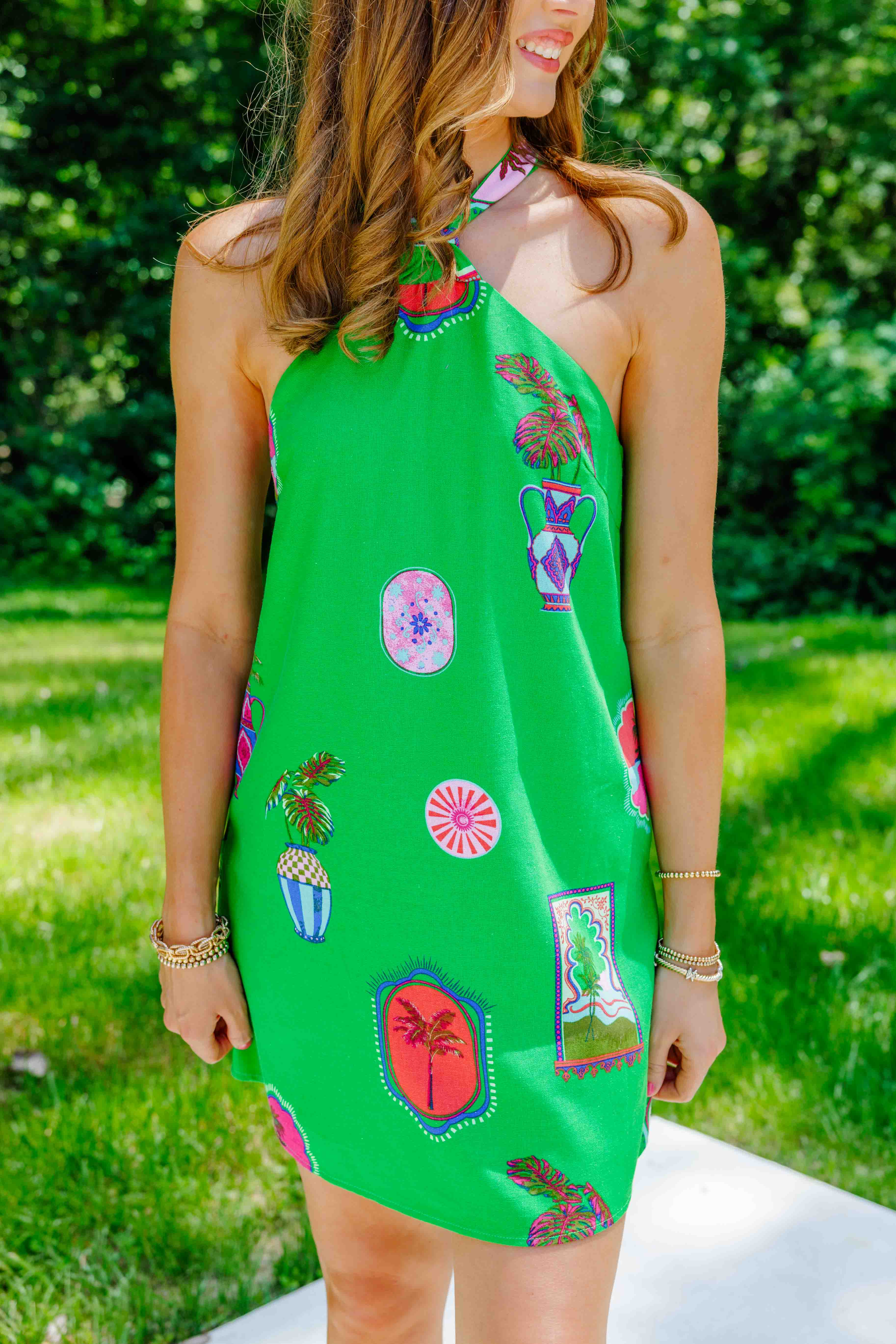 Postcard Halter Mini Dress