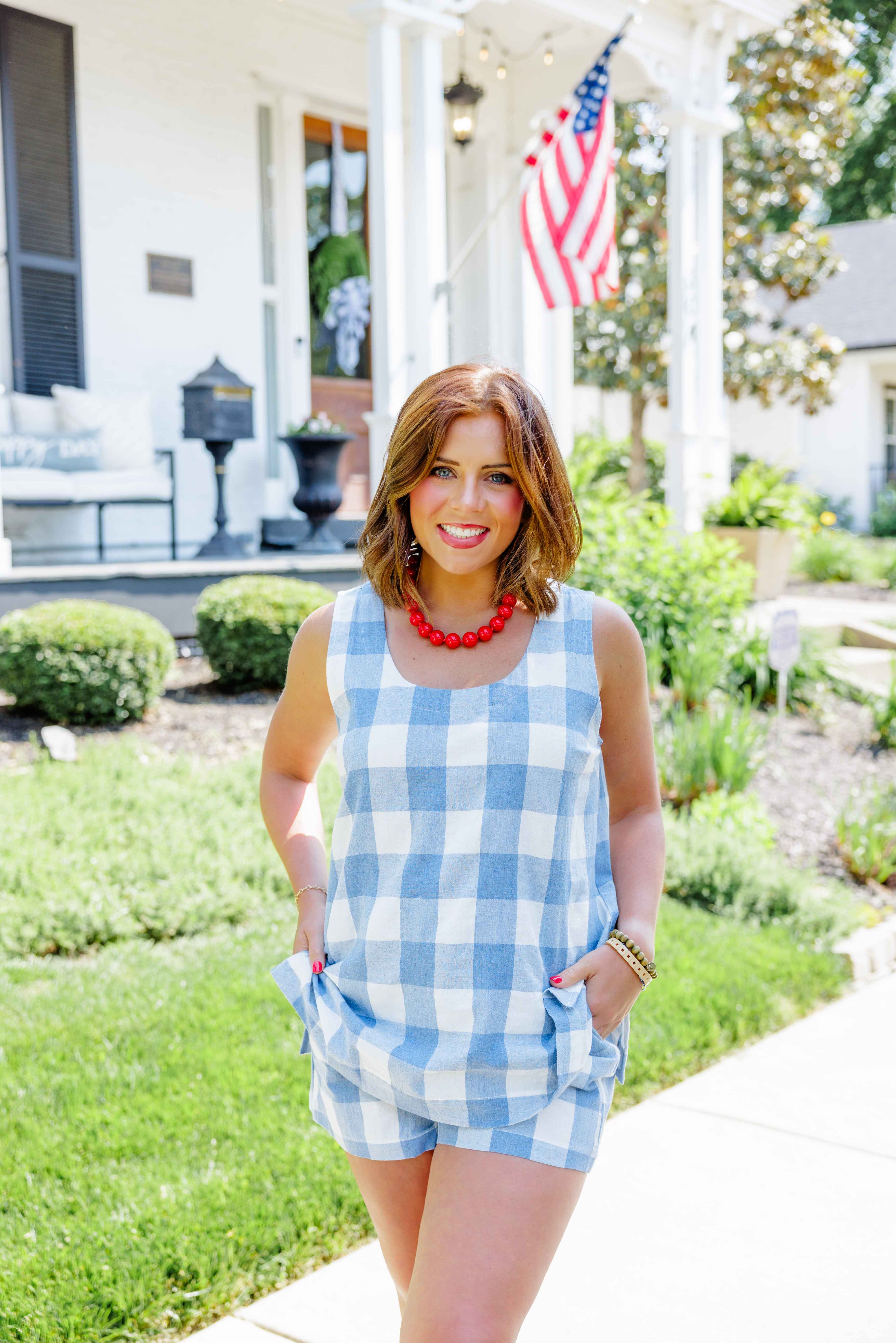 Sky Gingham Short Set