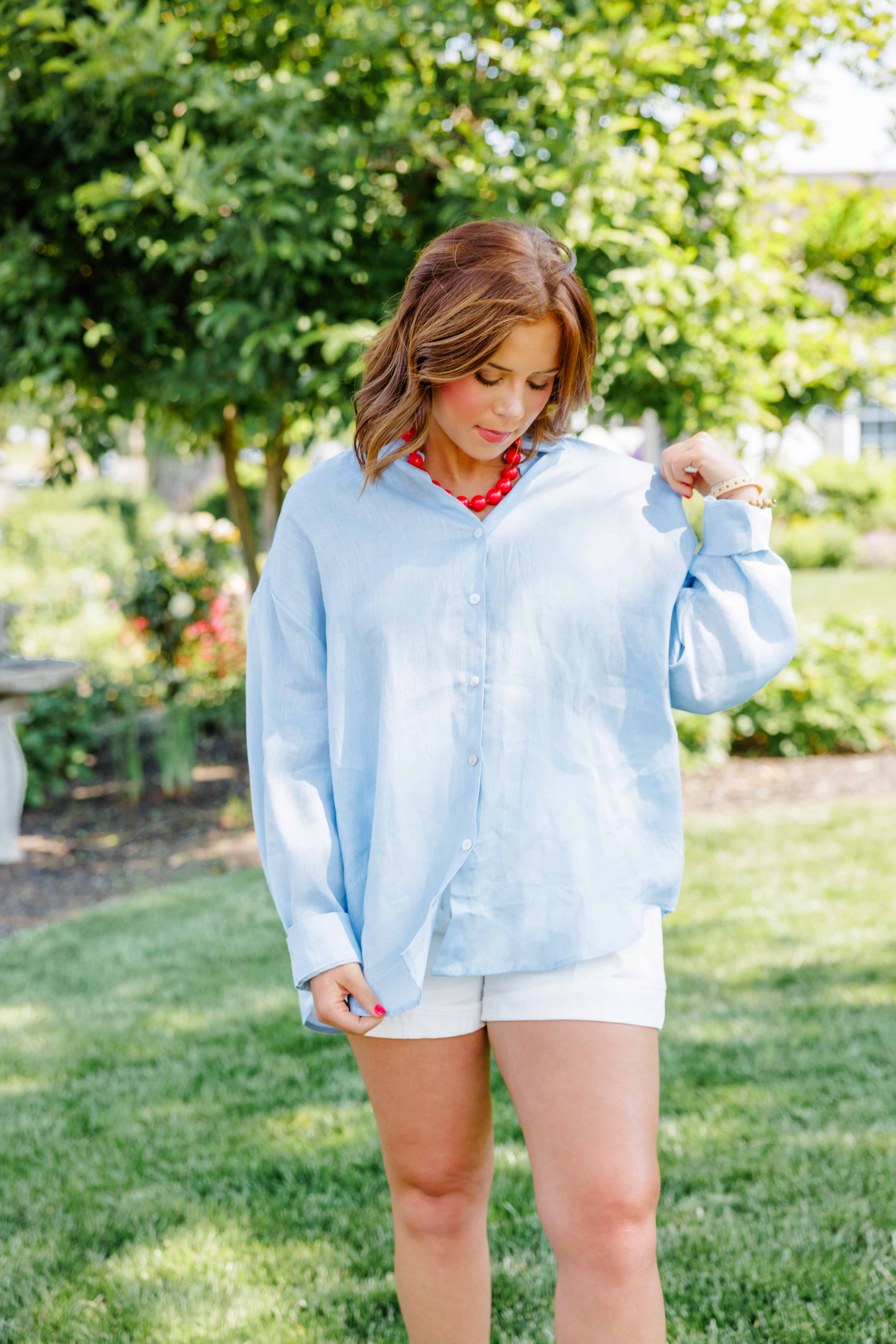 Coastal Breeze Linen Button Up