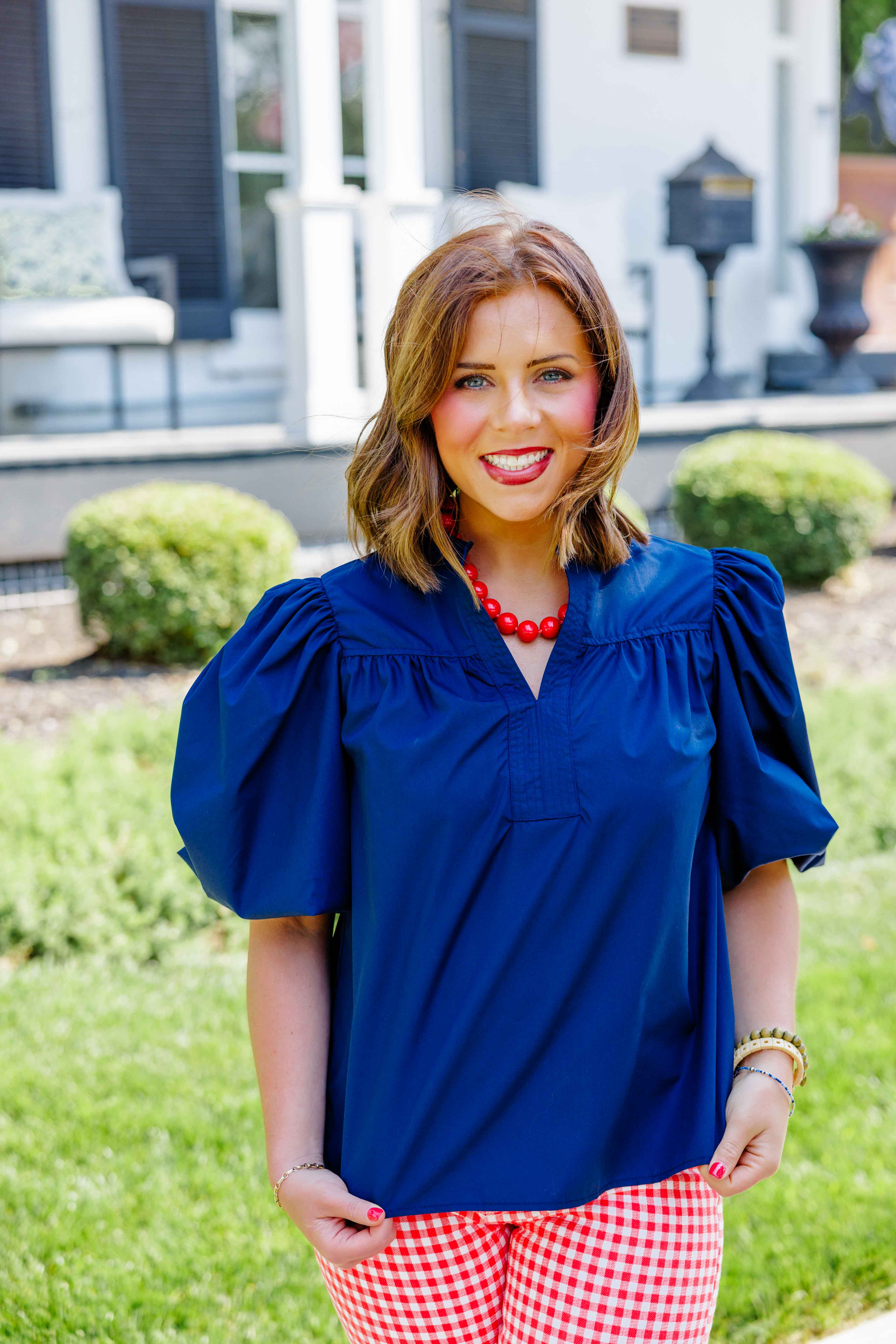 Navy Bloom Popover Top