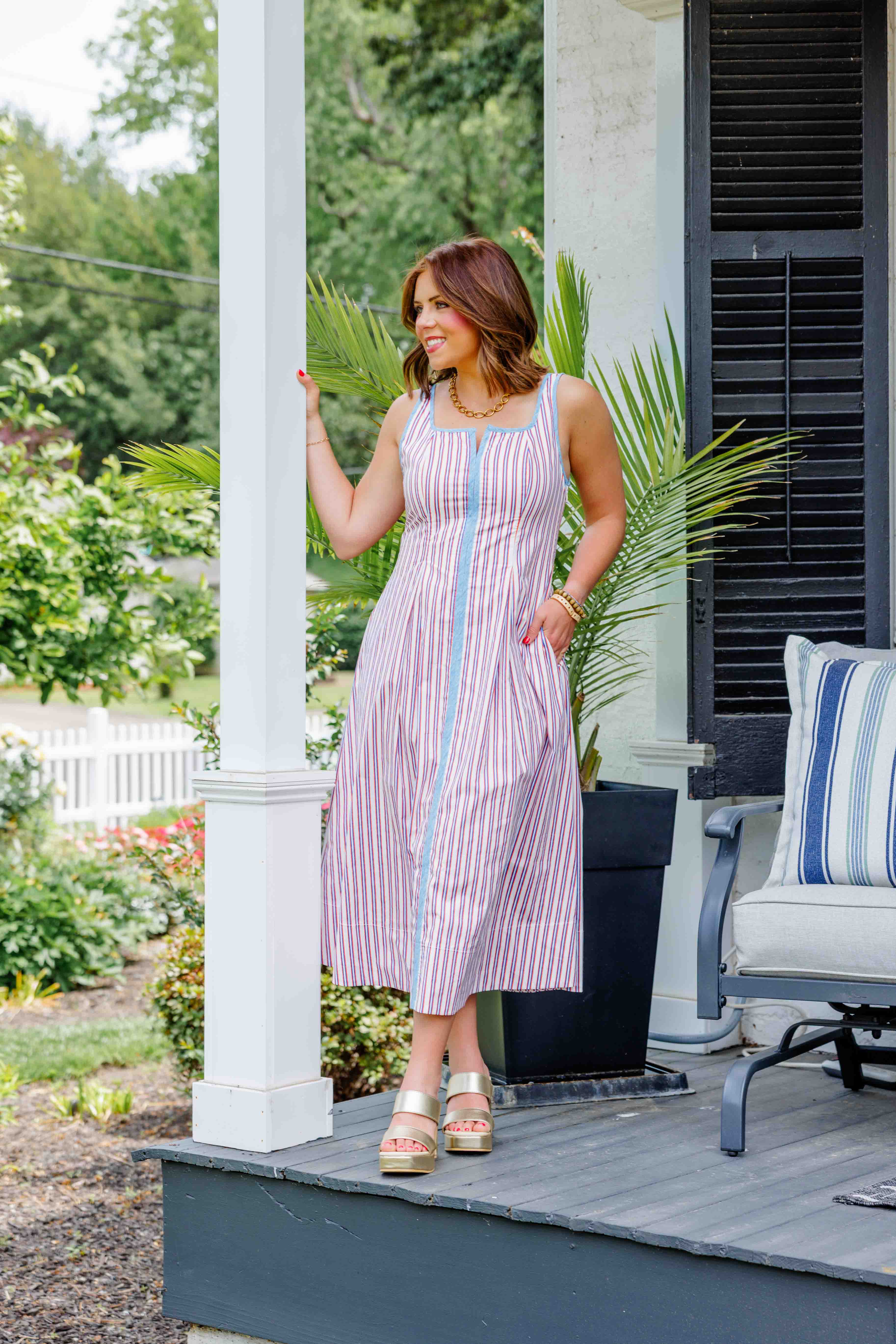 Fourth Striped Midi Dress