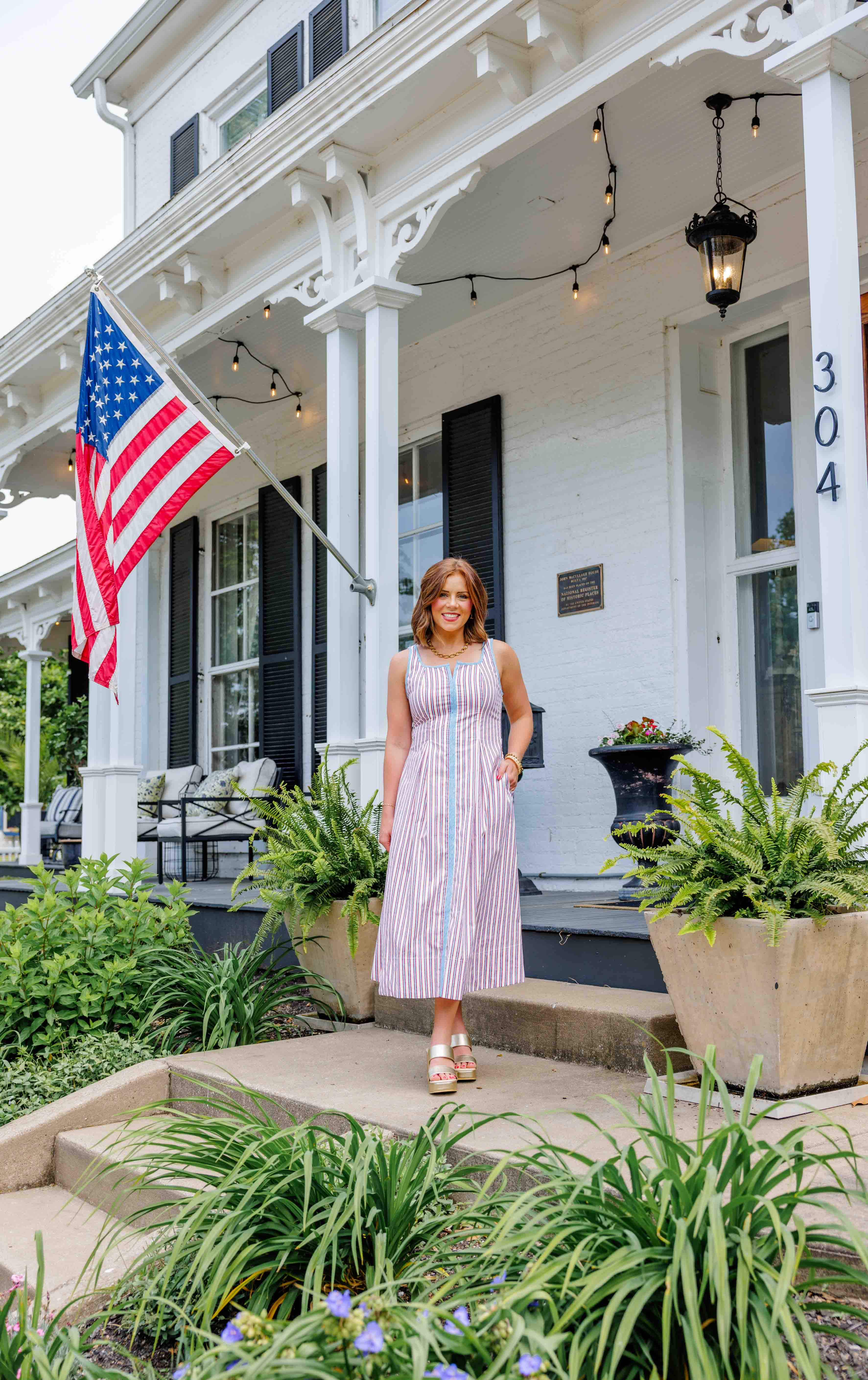 Fourth Striped Midi Dress