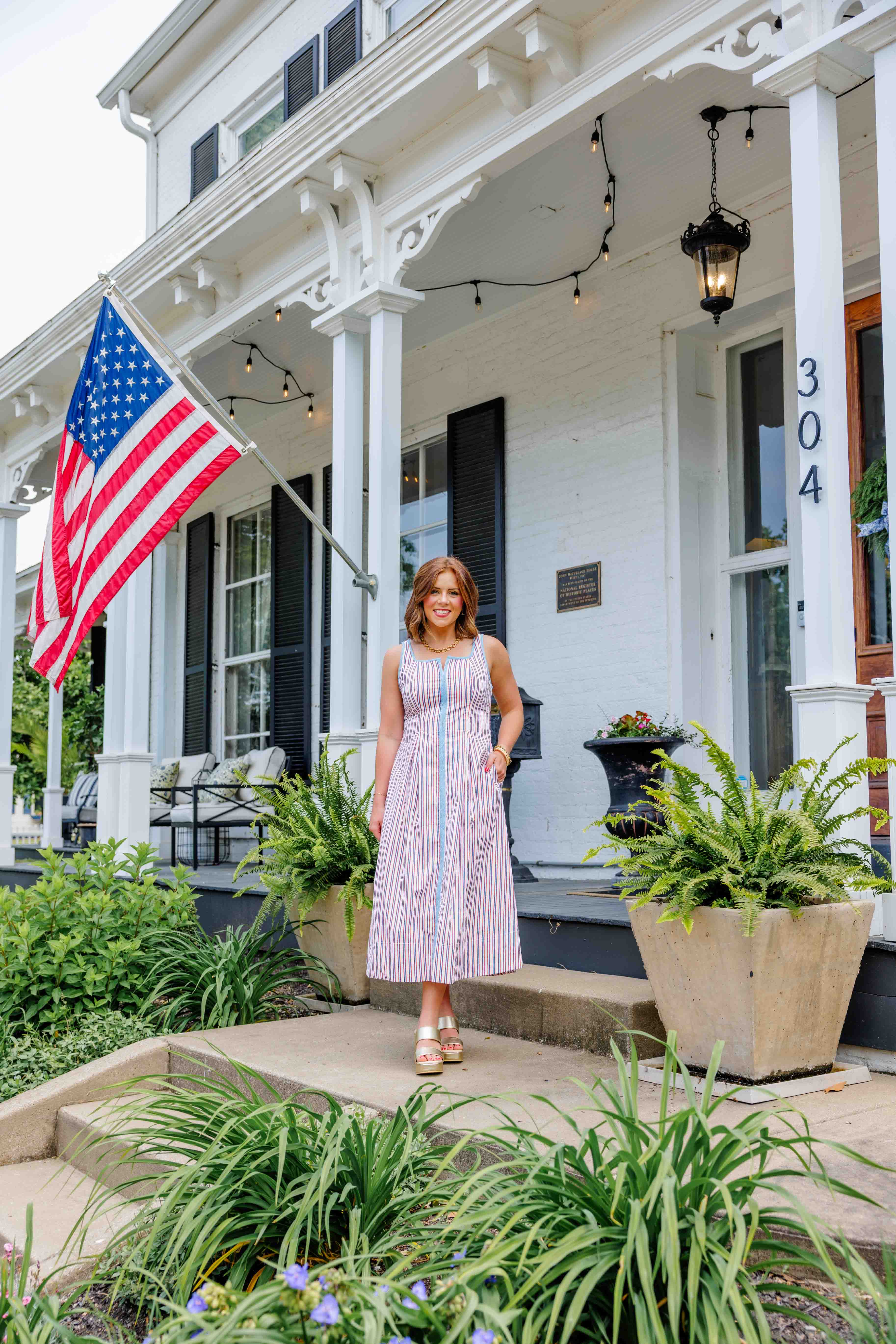 Fourth Striped Midi Dress