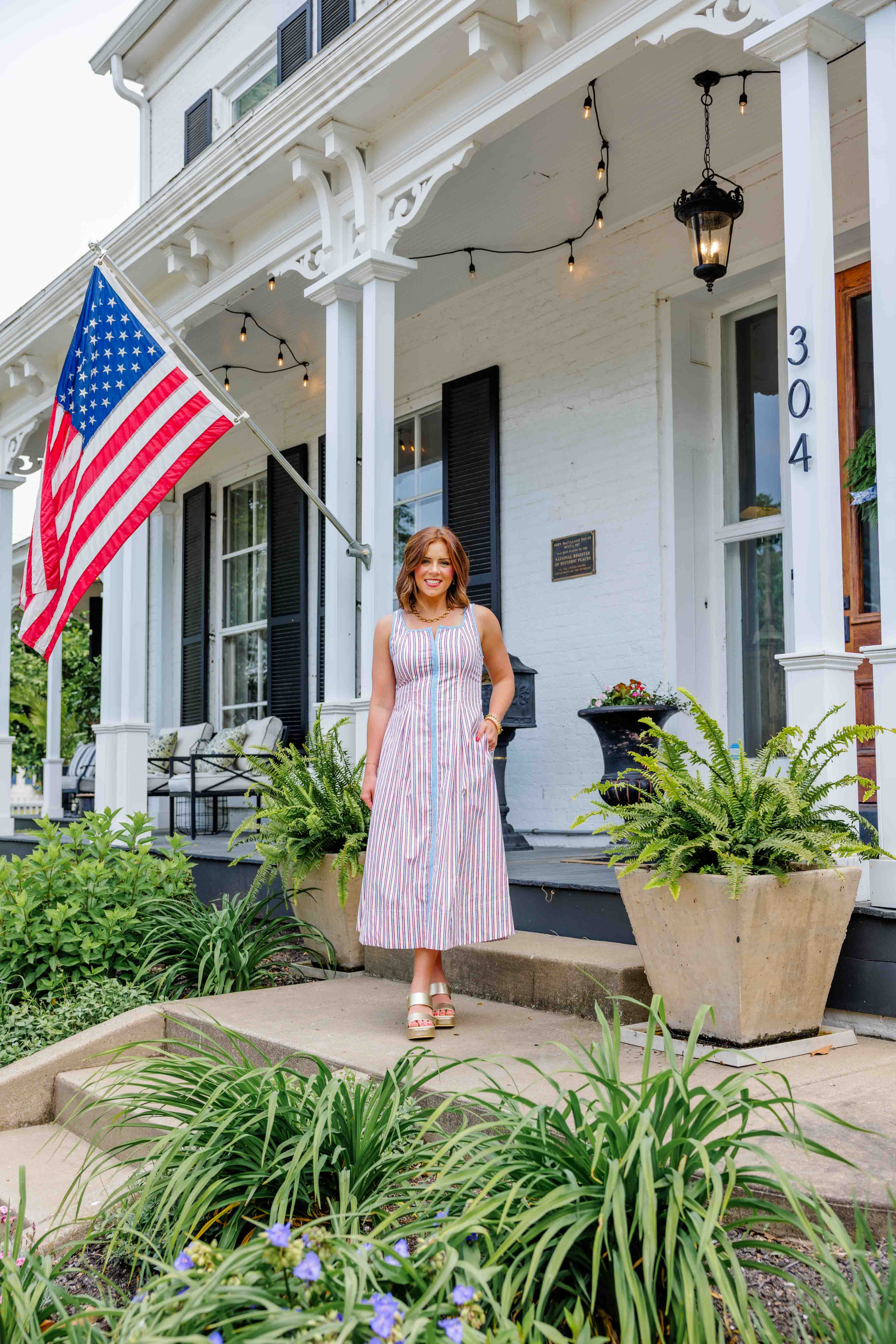 Fourth Striped Midi Dress