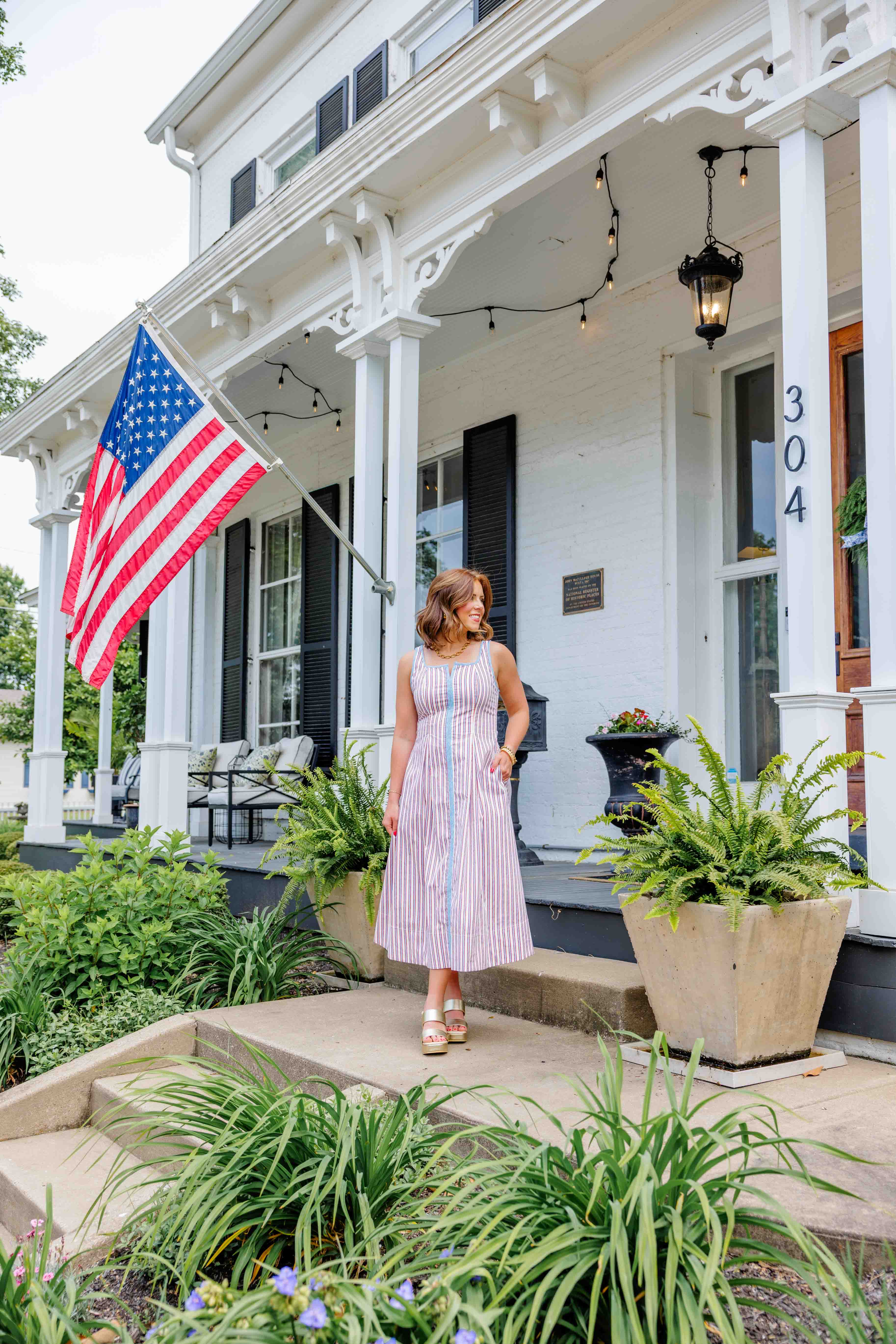 Fourth Striped Midi Dress