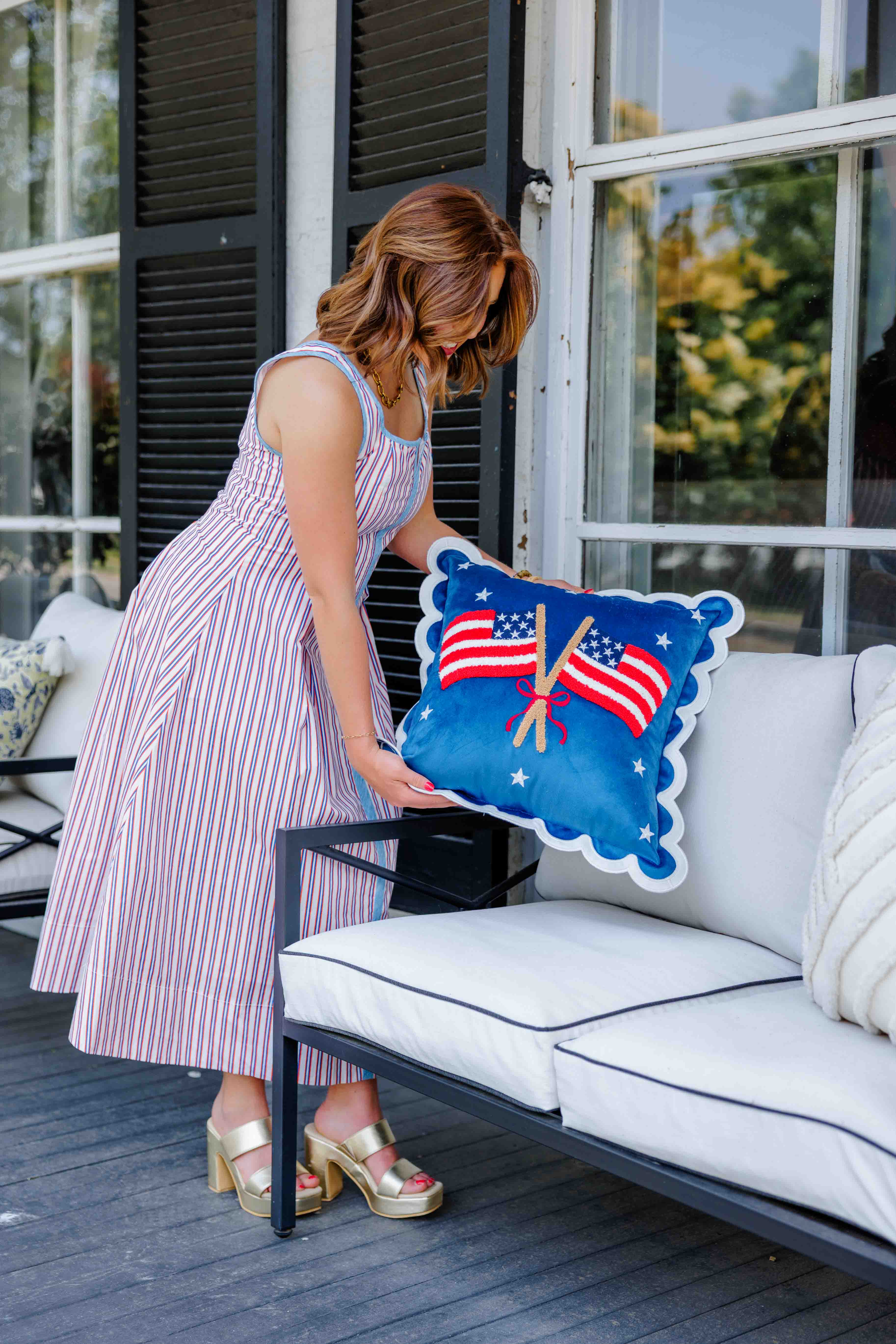 American Flags Throw Pillow