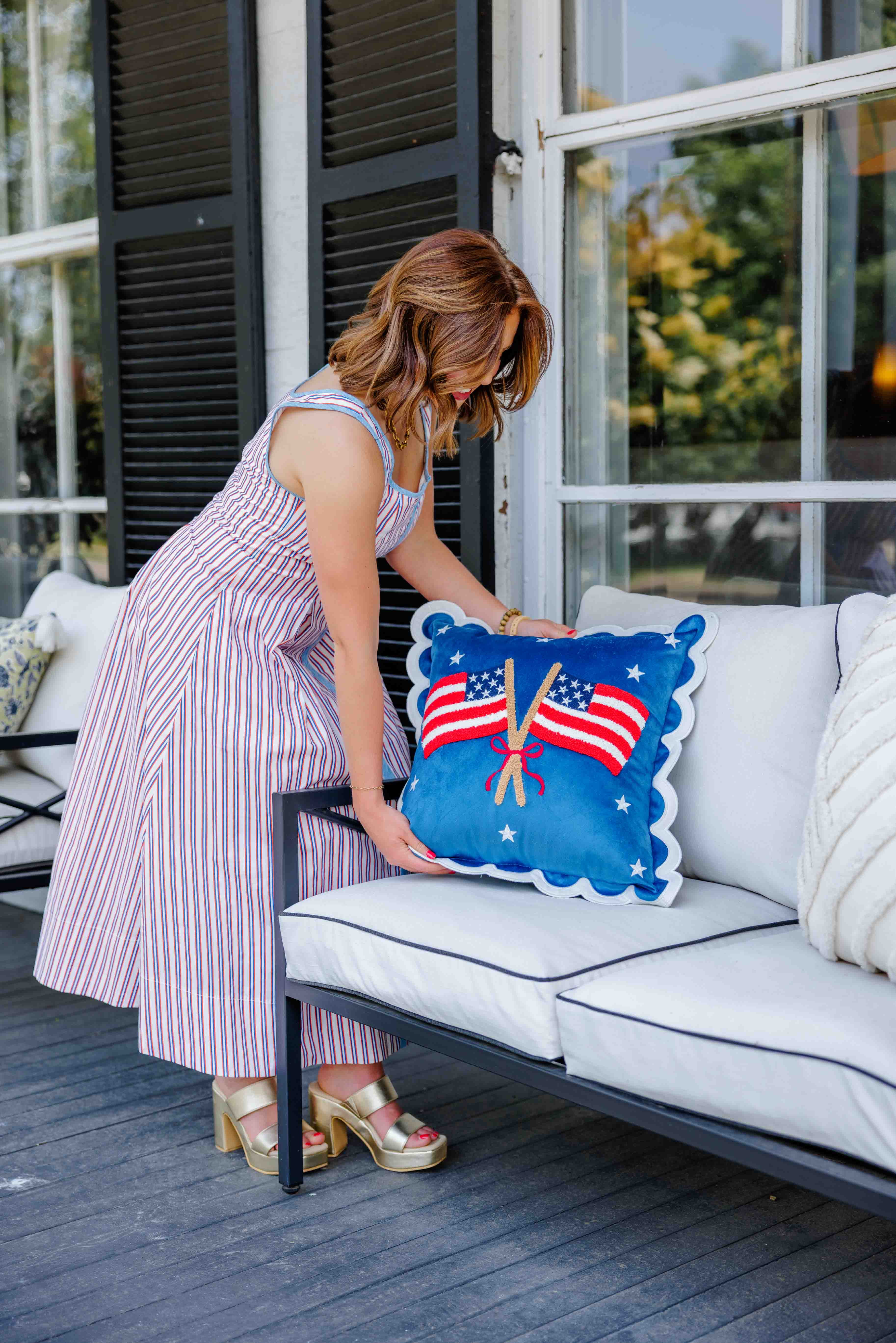 American Flags Throw Pillow