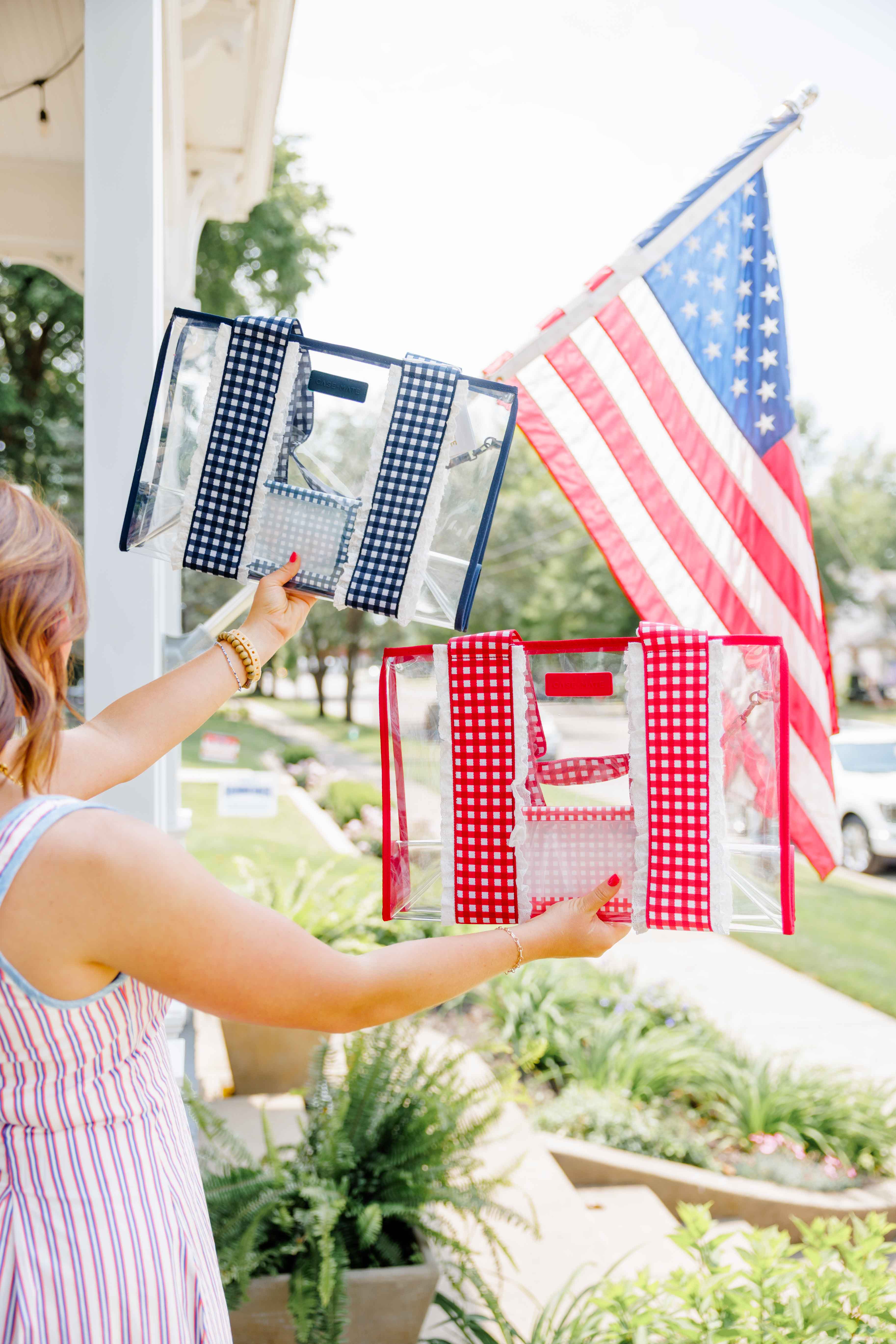 Navy Gingham Jelly Tote Bag